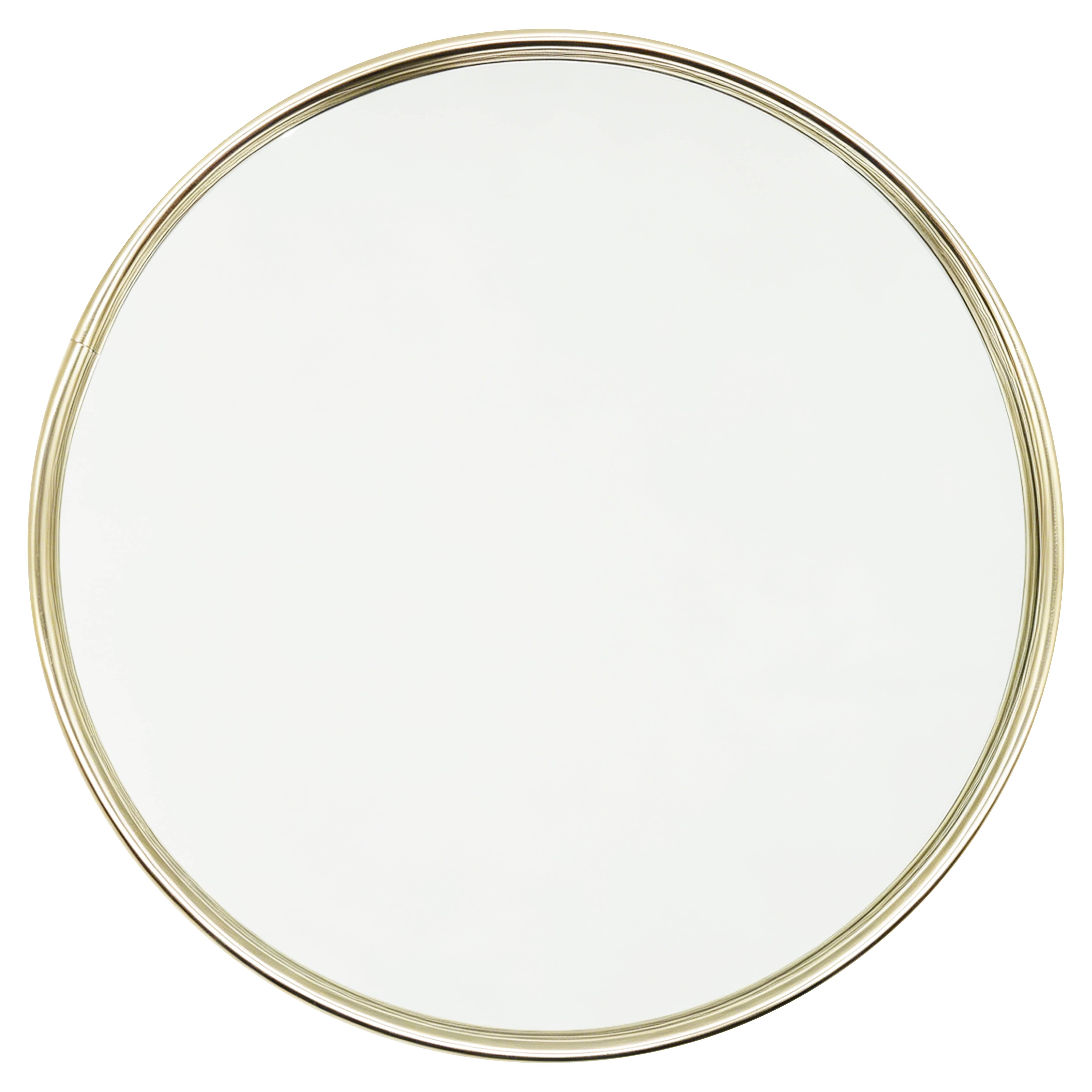 7.75" Circle Gold-Rimmed Mirror Jewelry Tray