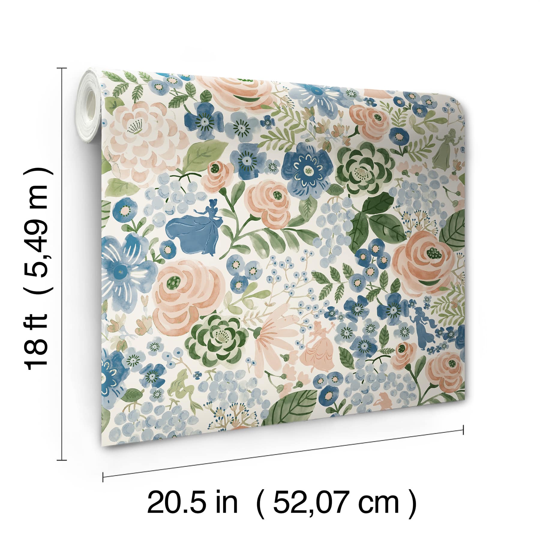 RoomMates Disney Princess Watercolor Floral Peel & Stick Wallpaper