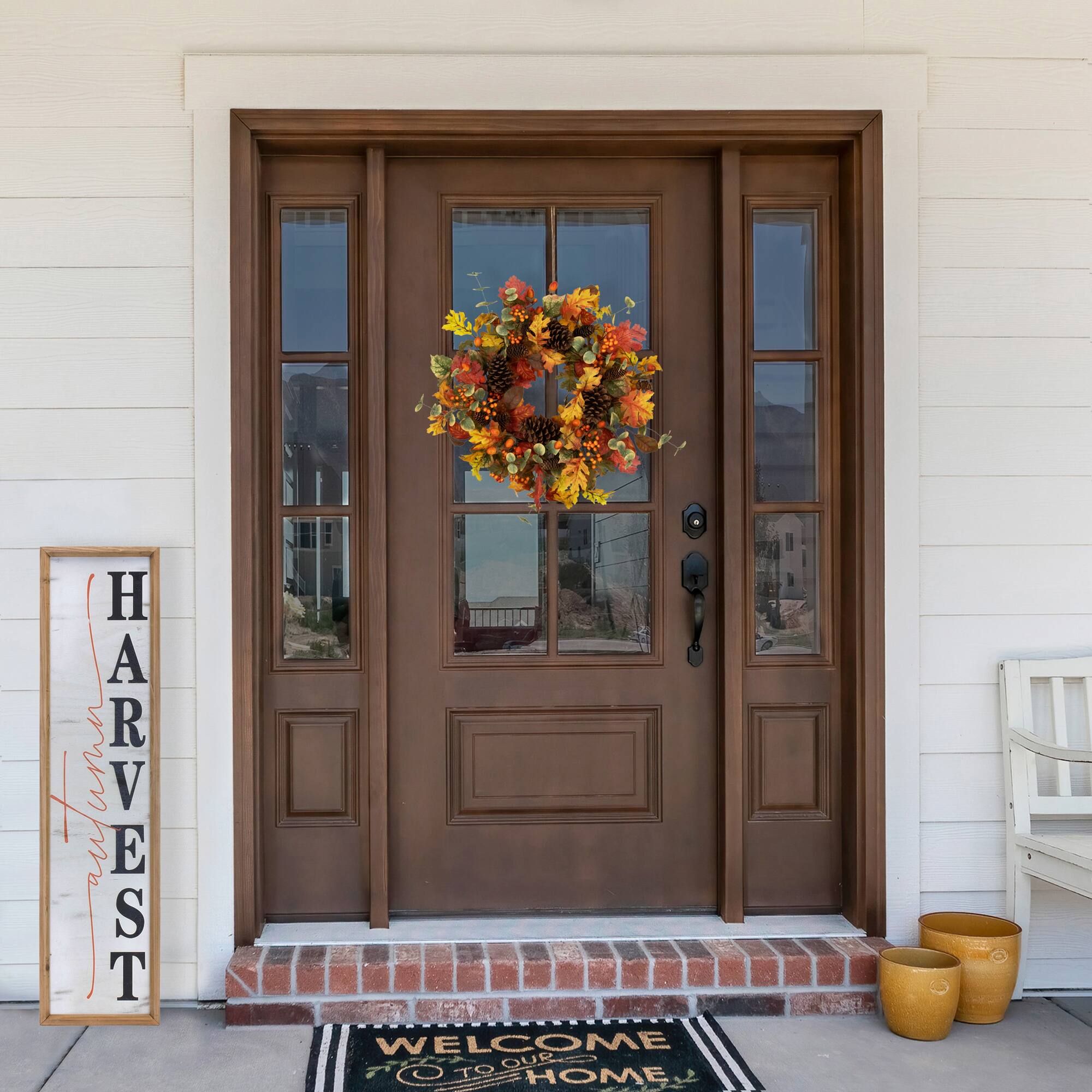 26" Berries, Leaves & Pinecones Fall Harvest Wreath