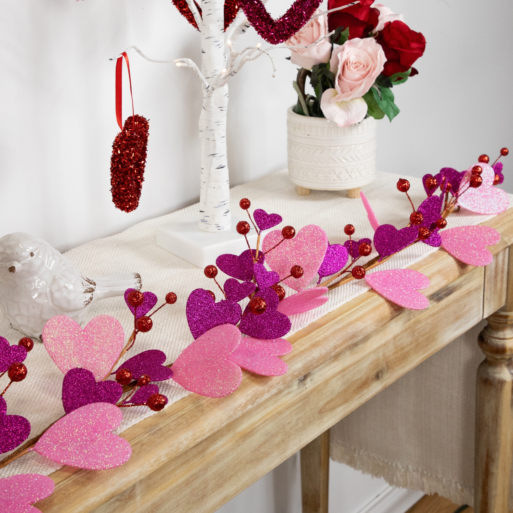 6ft. Glittered Hearts & Berries Valentine's Day Garland