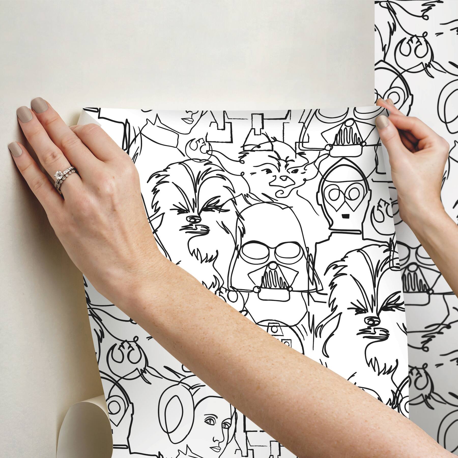 RoomMates Black Star Wars Saga Line Sketches Peel and Stick Wallpaper