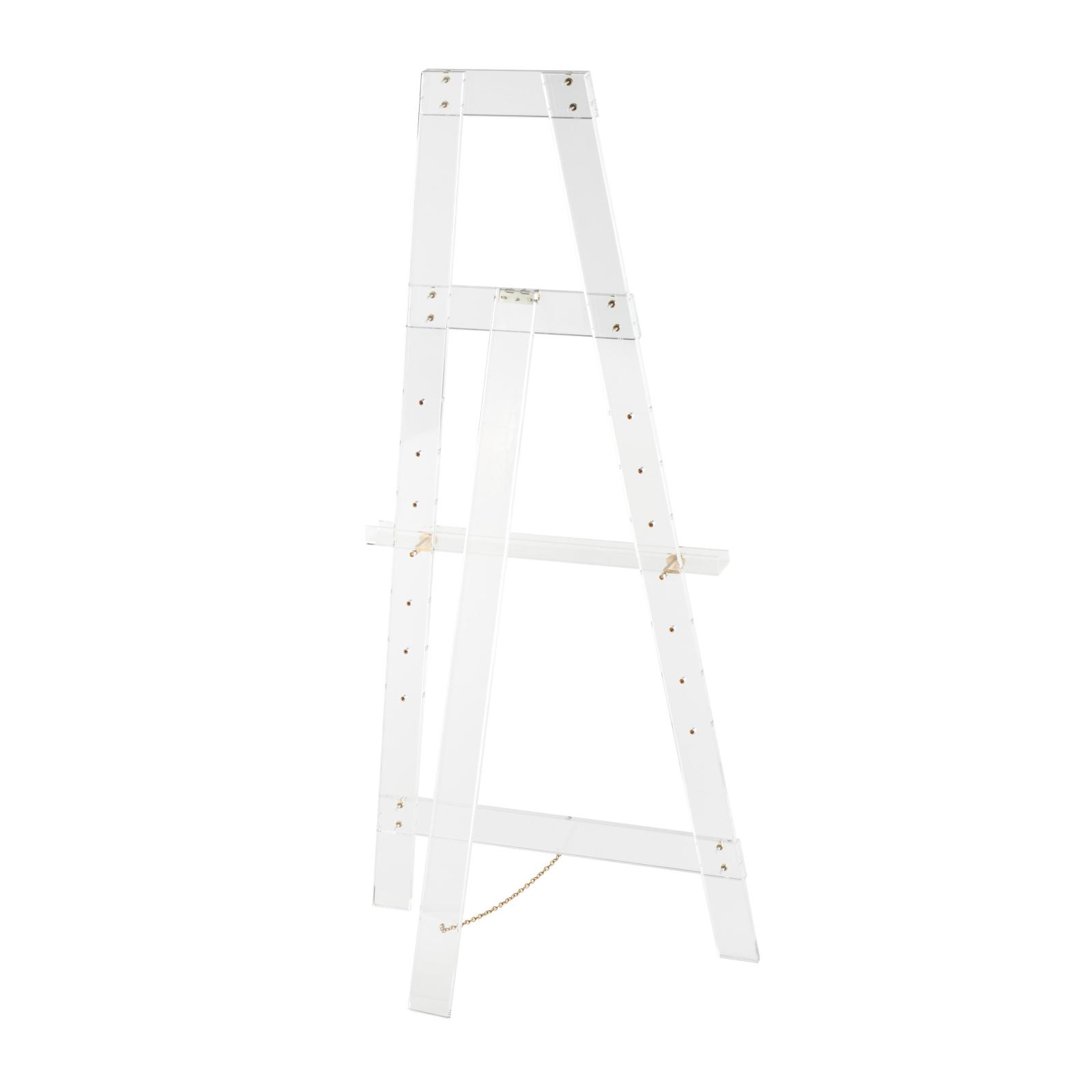 57" Clear Acrylic Plastic Adjustable 7-Tier Display Easel with Gold Metal Hardware & Chain Support