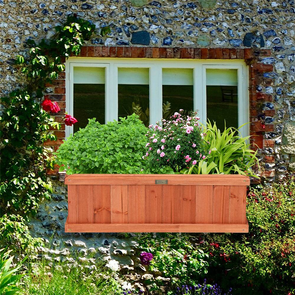 Costway Rectangular Box Garden Yard Decorative Wooden Flower Planter