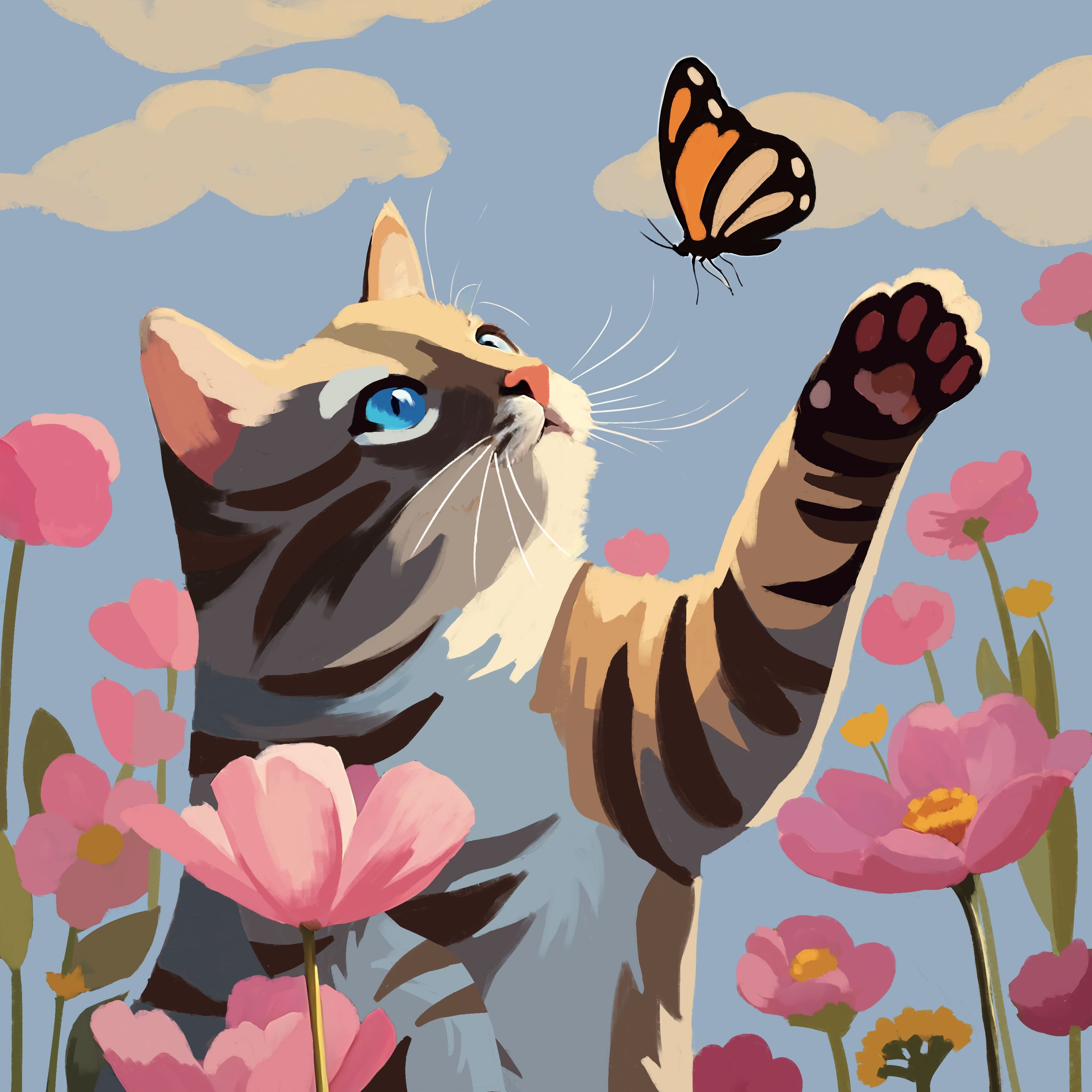 11" x 11" Cat & Butterfly Canvas Painting Kit by Craft Smart®