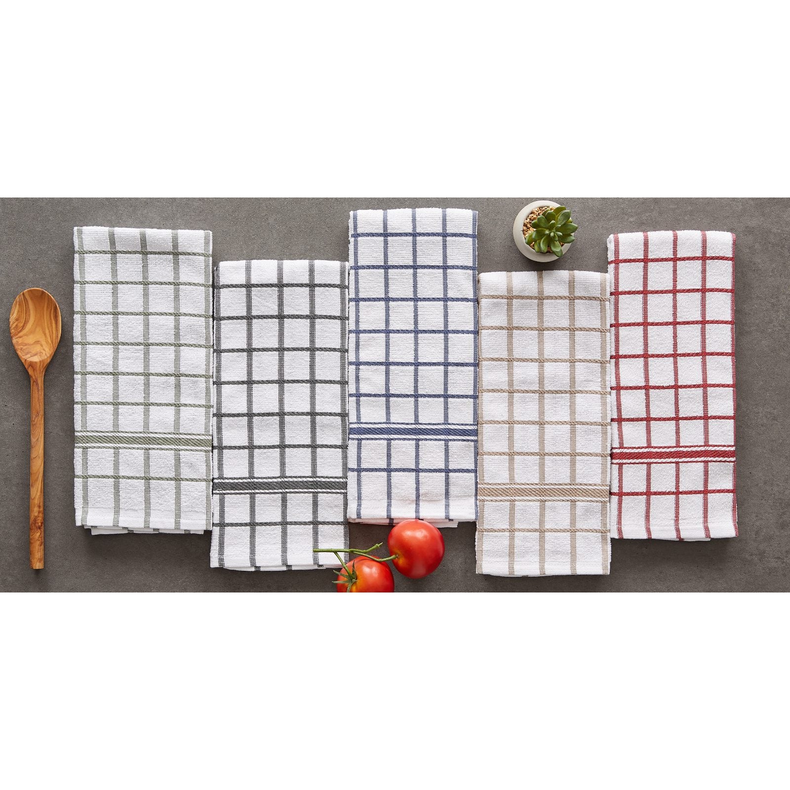 DII® Mineral Gray Windowpane Terry Dishtowels, 4ct.