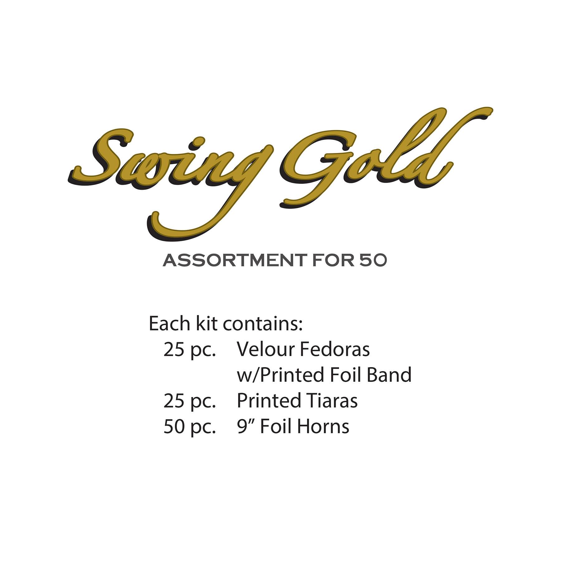 Beistle Black & Gold New Year Swing Party Favor Kit for 50