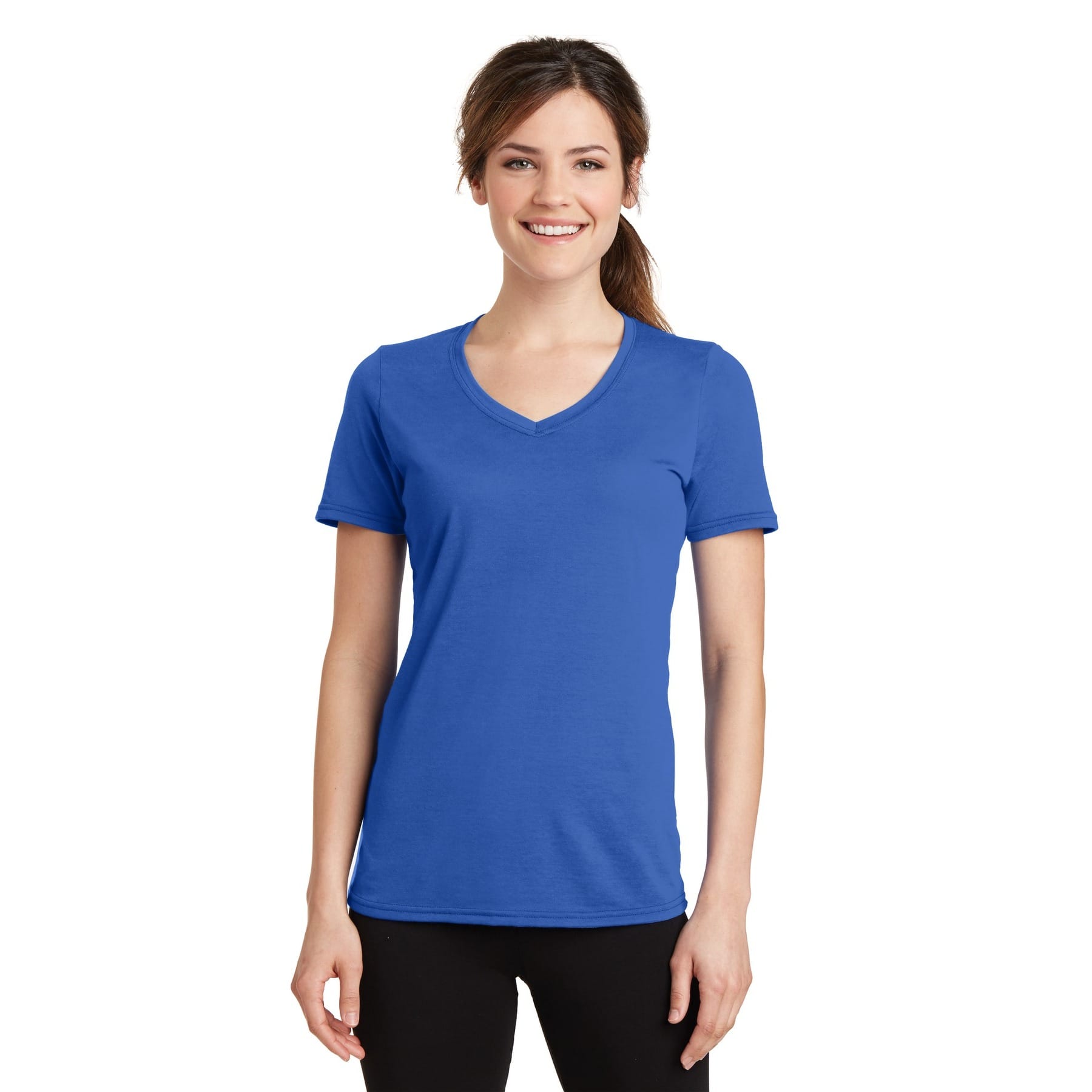 Port & Company® Colors Ladies Performance Blend V-Neck T-Shirt