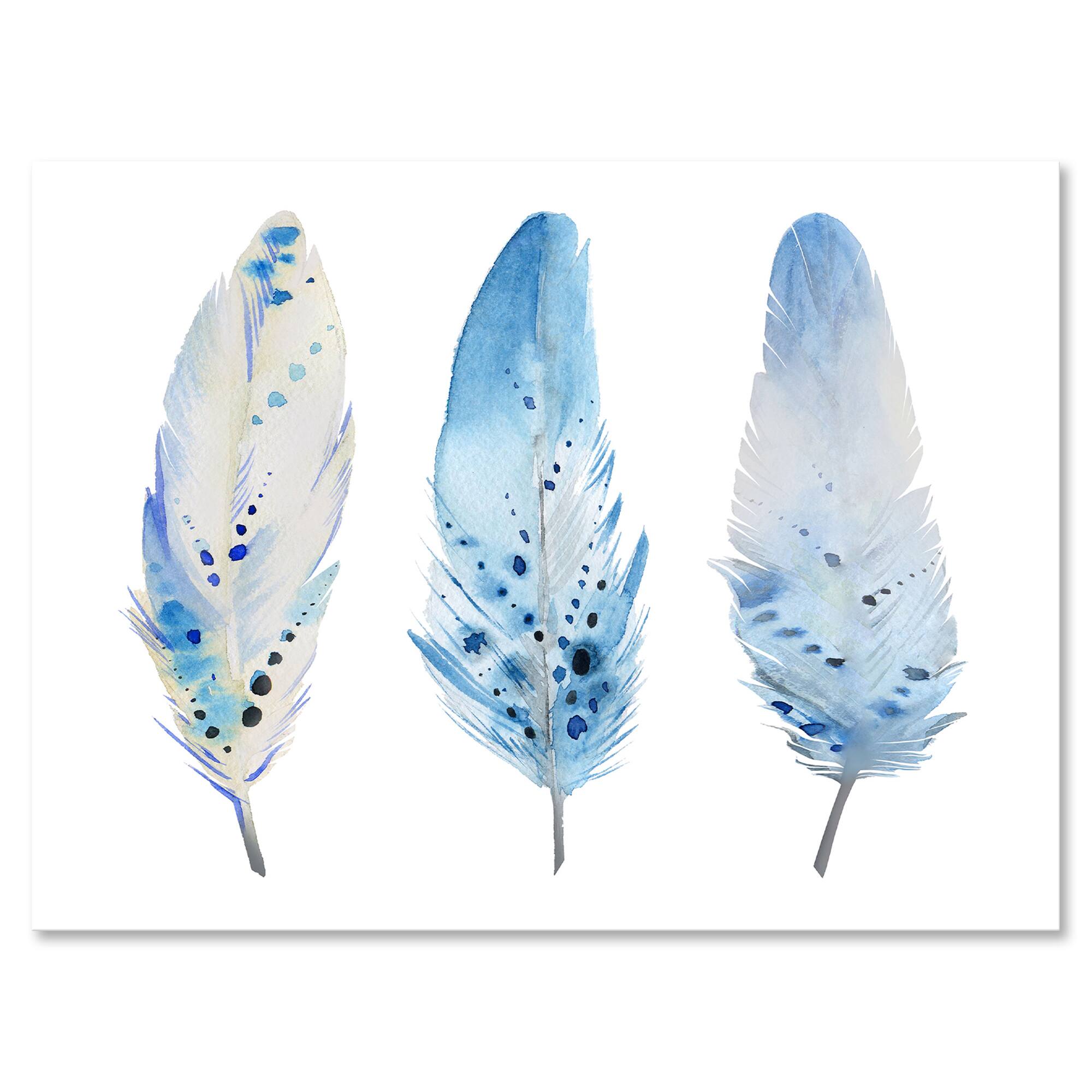 Designart - Blue Boho Feathers II