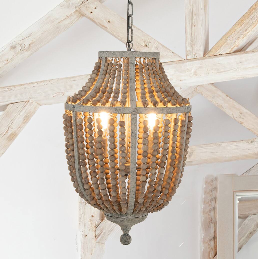 Hello Honey® 27" Metal Chandelier With Wood Beads
