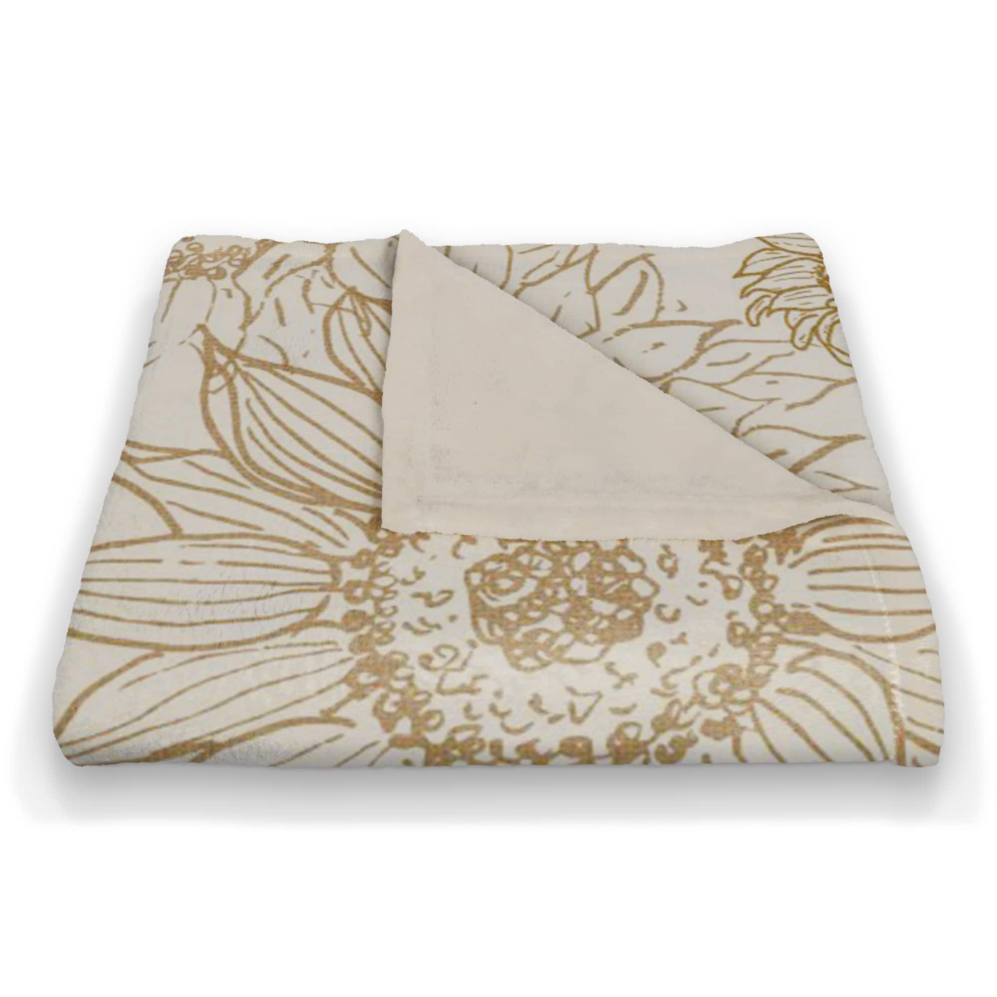 Large Sunflower Head Coral Fleece Blanket
