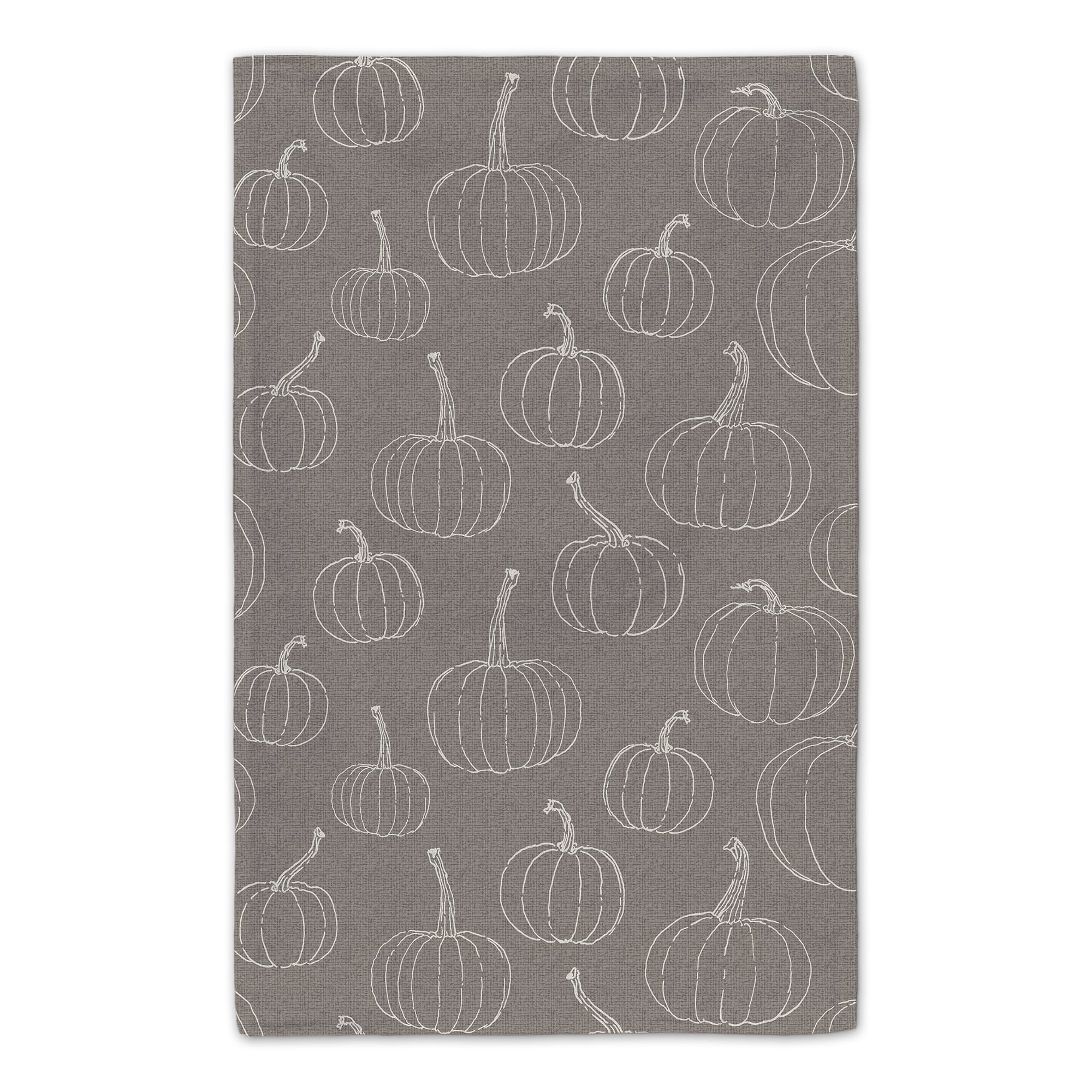 Grateful Hearts Gray Pumpkin Tea Towel Set