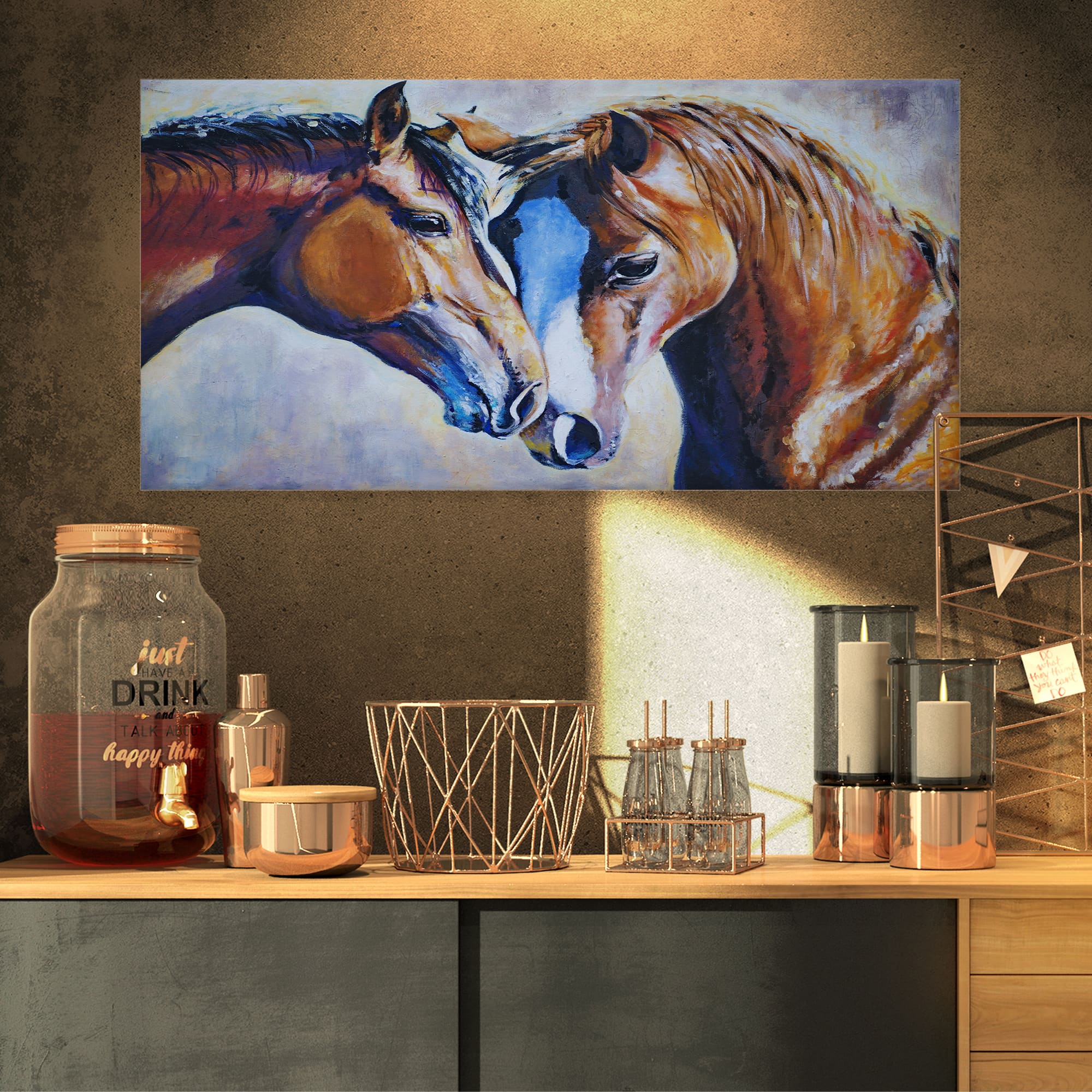 Designart - Brown Amorous Horses