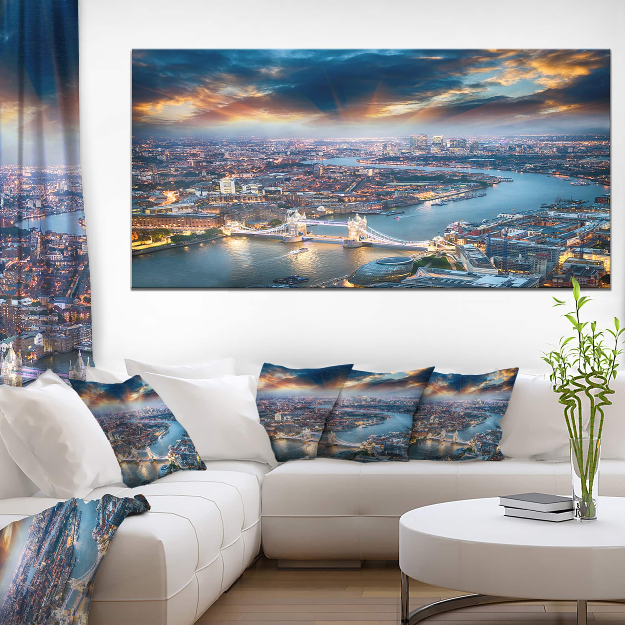 Designart - Aerial View of London at Dusk - Cityscape Photo Canvas Print