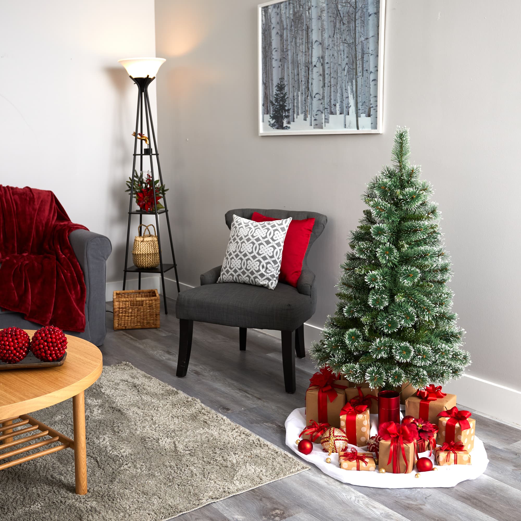 4ft. Pre-Lit Wisconsin Slim Snow Tip Pine Artificial Christmas Tree with Clear LED Lights