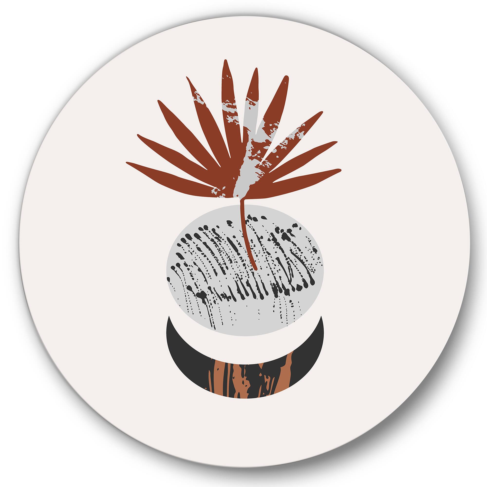 Designart - Moon and Sun Shapes In Retro Terracotta Tones II - Modern Metal Circle Wall Art