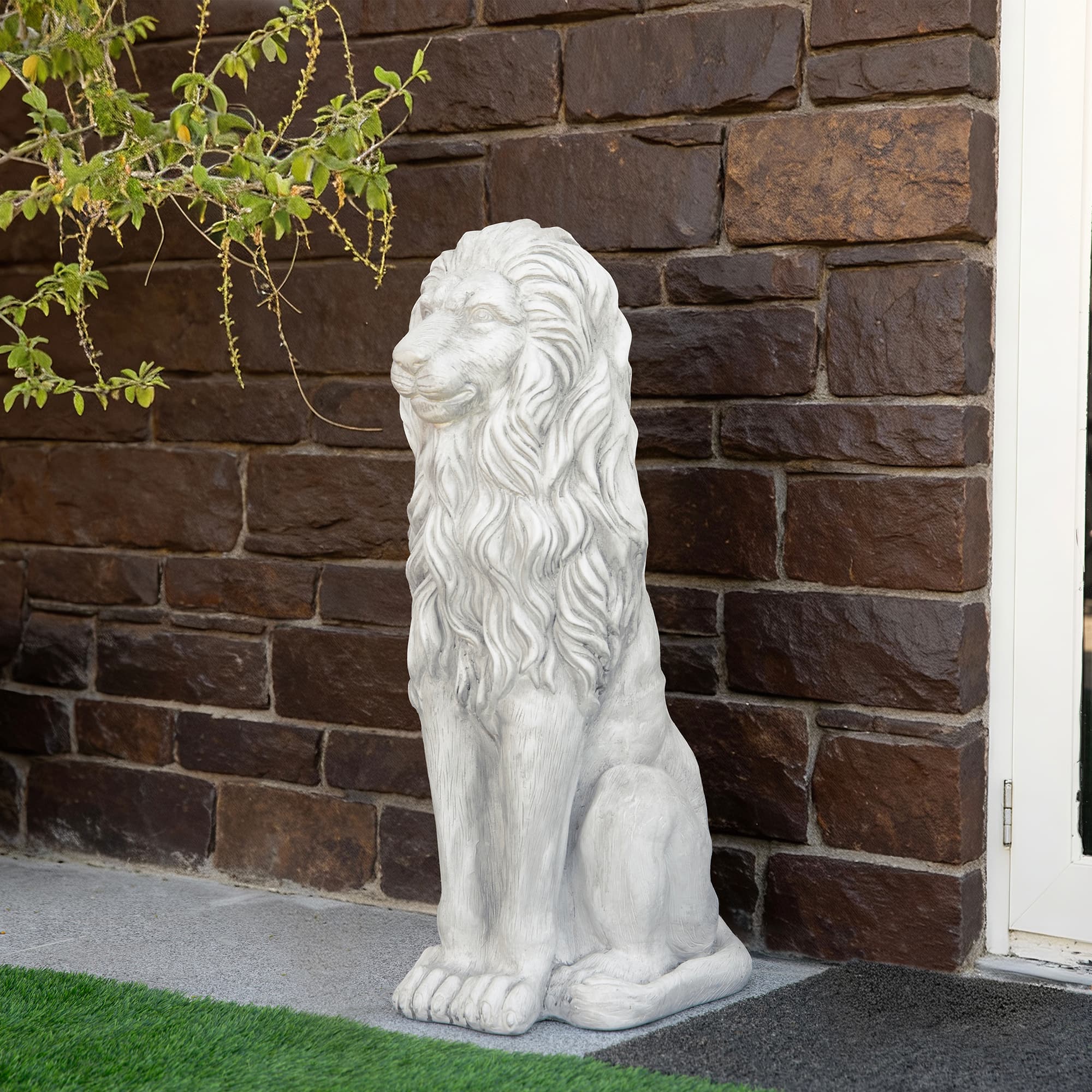 Glitzhome® 36.25" Oversized MGO Guardian Sitting Lion Garden Statue