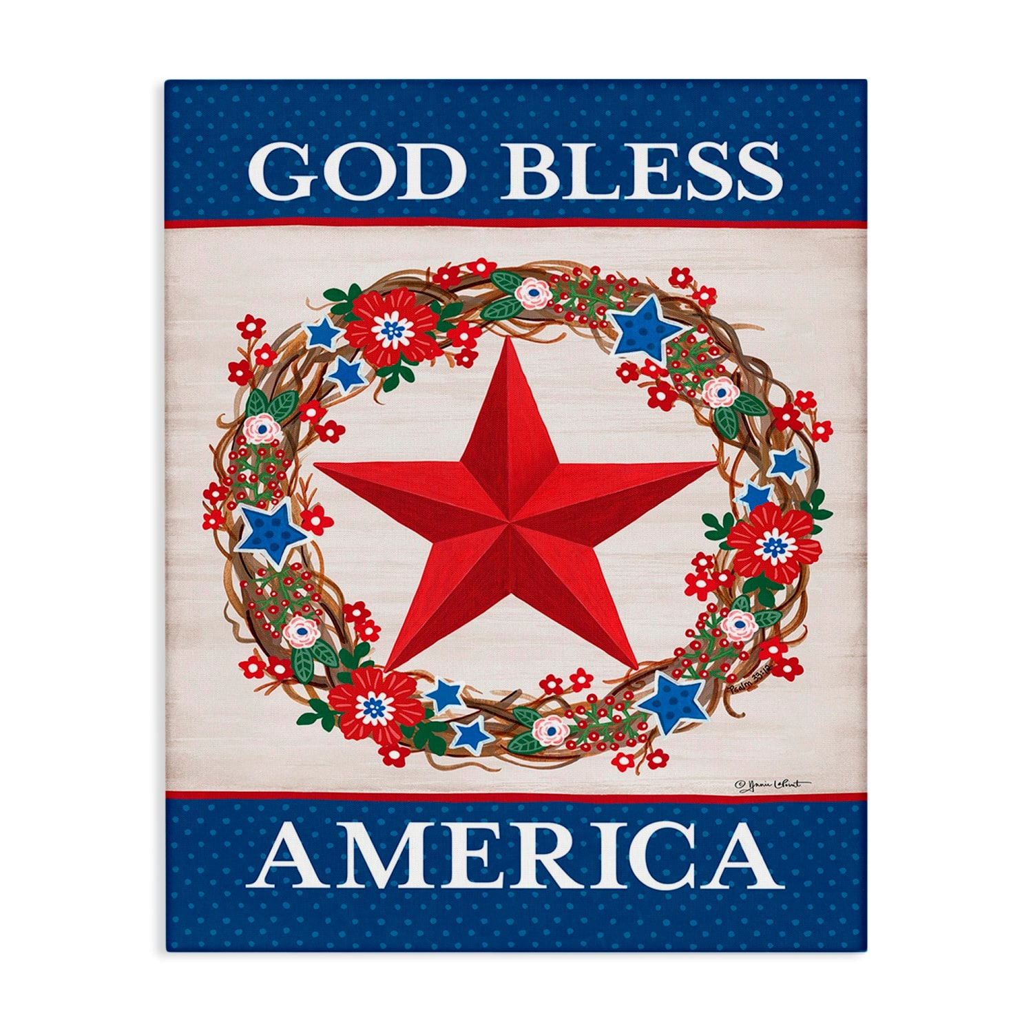 Stupell Industries God Bless America Wreath Canvas Wall Art in Blue | 24" x 30" | Michaels&reg;