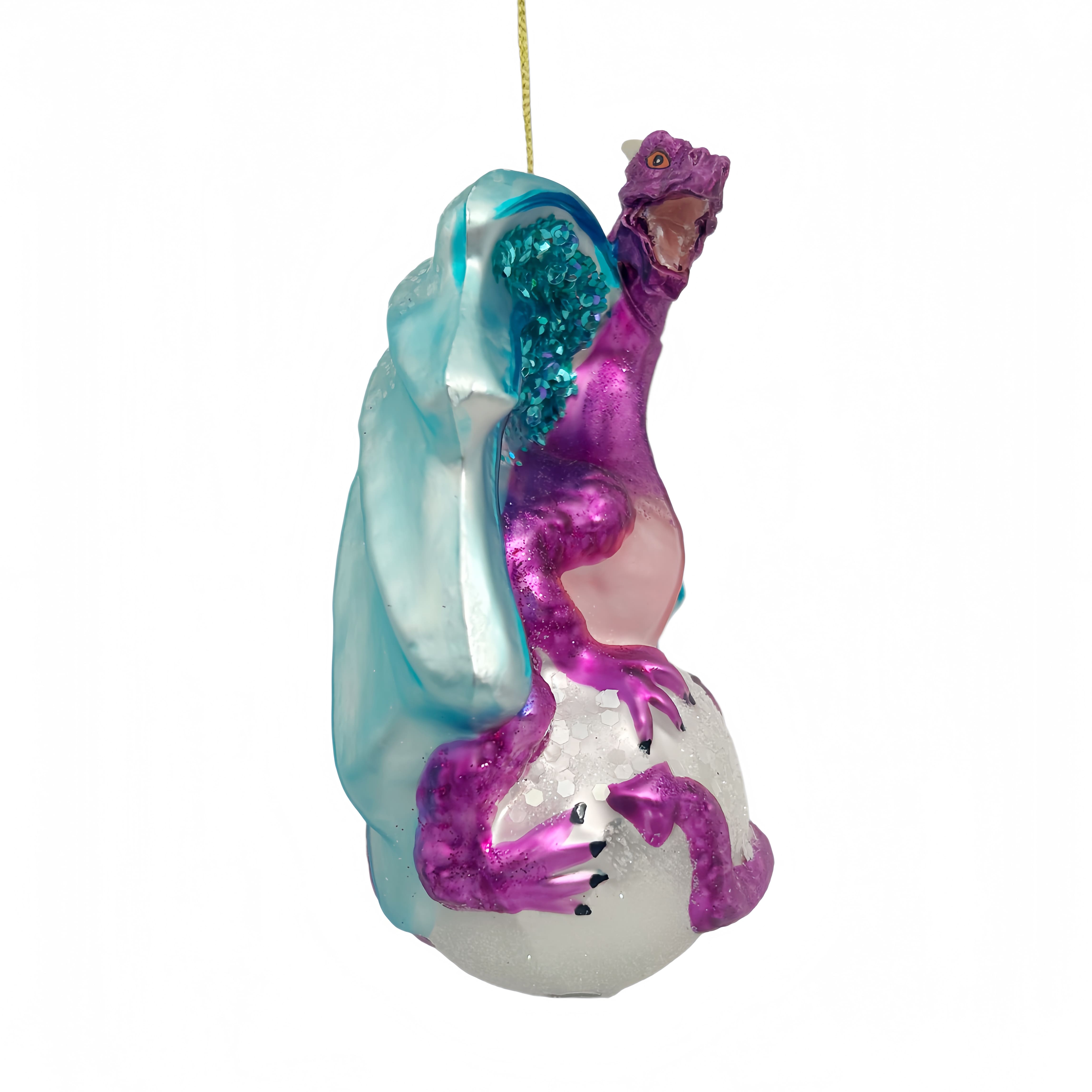 5" Purple & Teal Dragon Glass Ornament by Ashland®