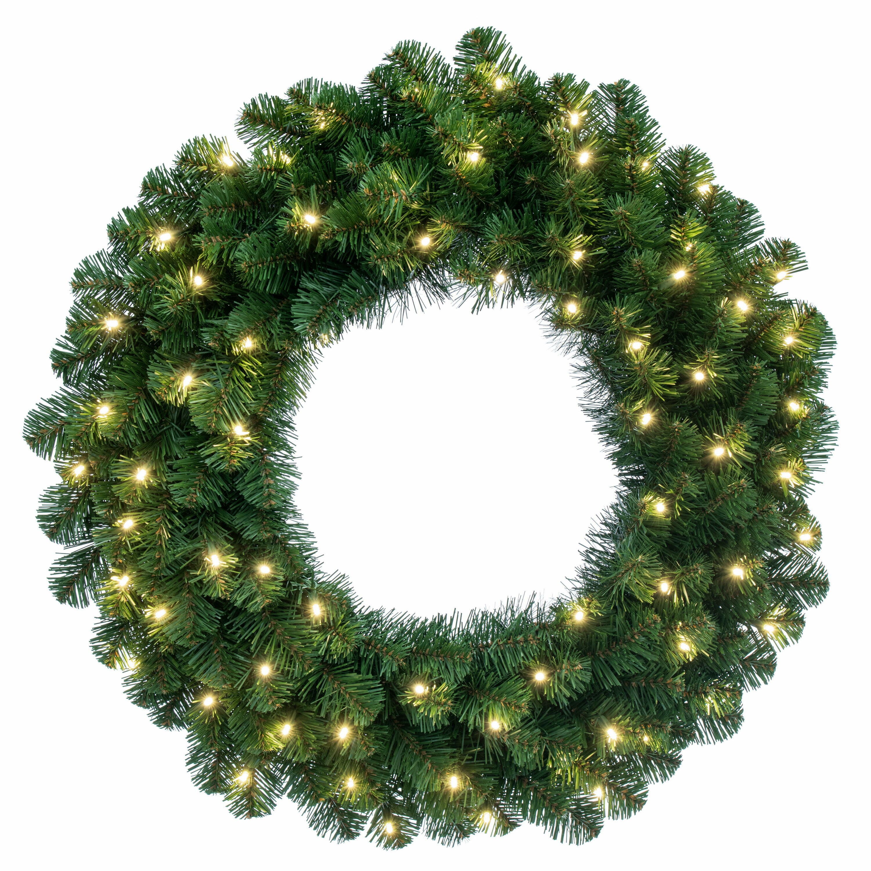 30" Oregon Fir Christmas Wreath, Warm White LED Lights