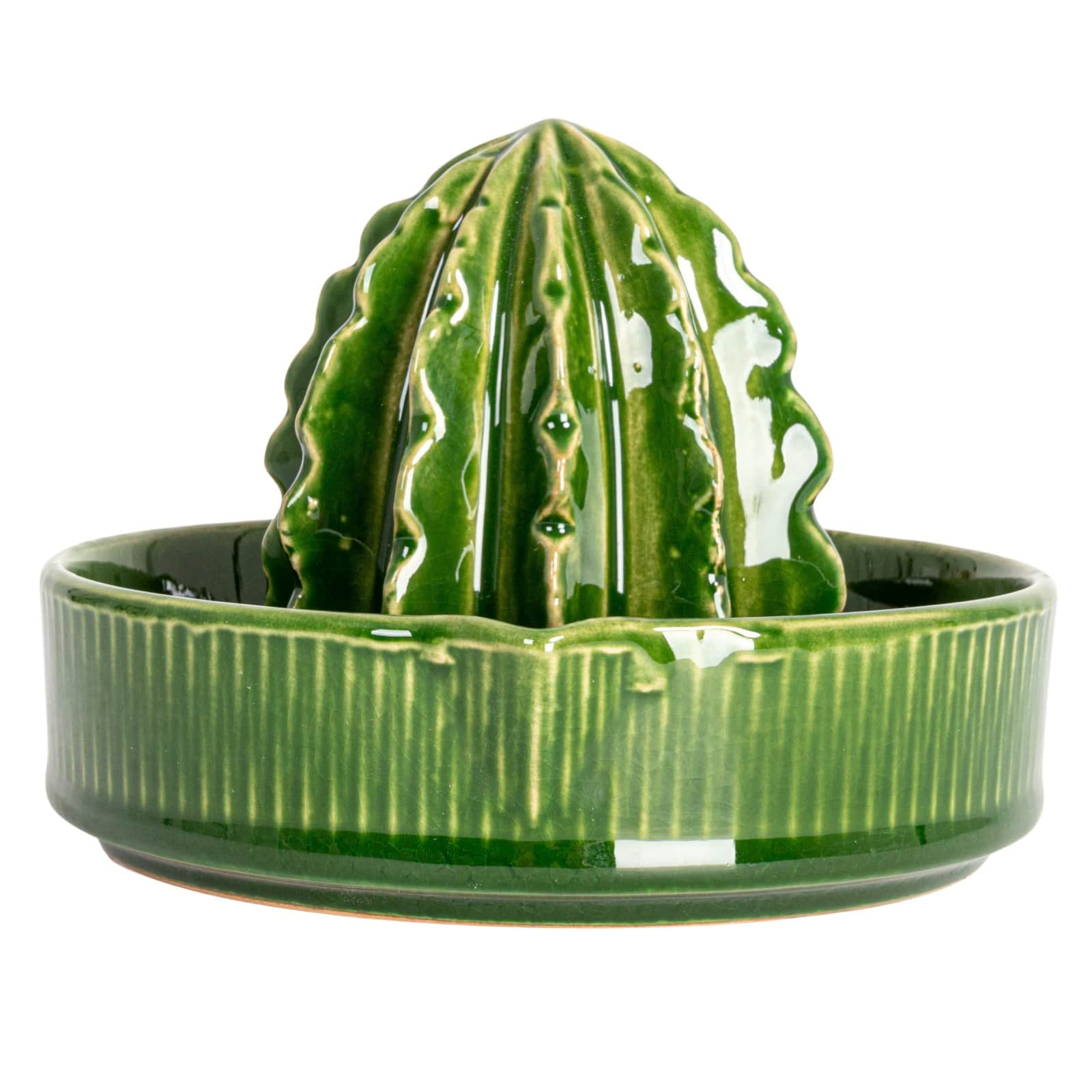 Hello Honey® 4" Green Cactus-Shaped Stoneware Juicer