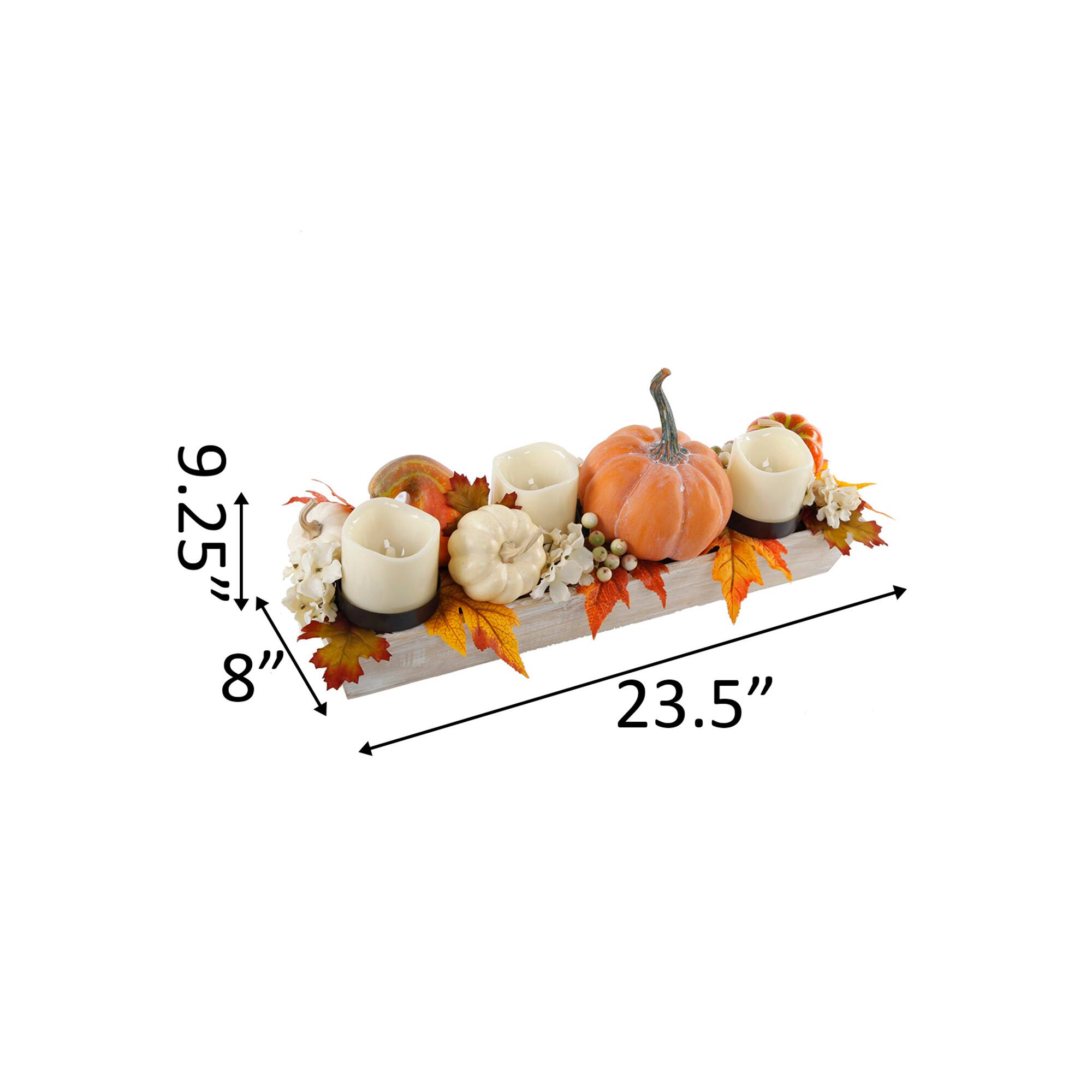 Flora Bunda® 23" Ledge Pumpkin Arrangement with Candle Holder