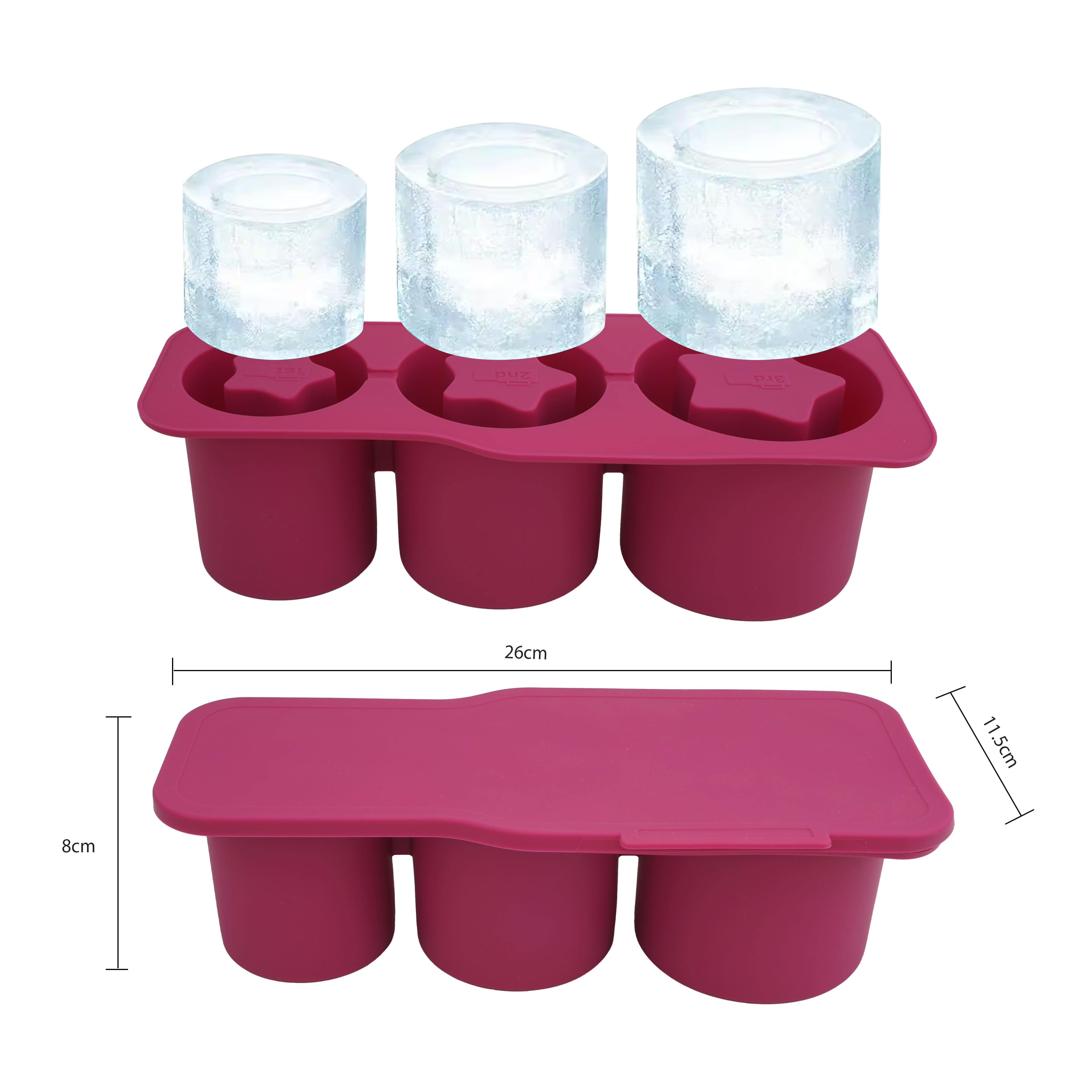 10.25" Hot Pink 3-Cavity Star Tube Silicone Ice Mold by Ashland®