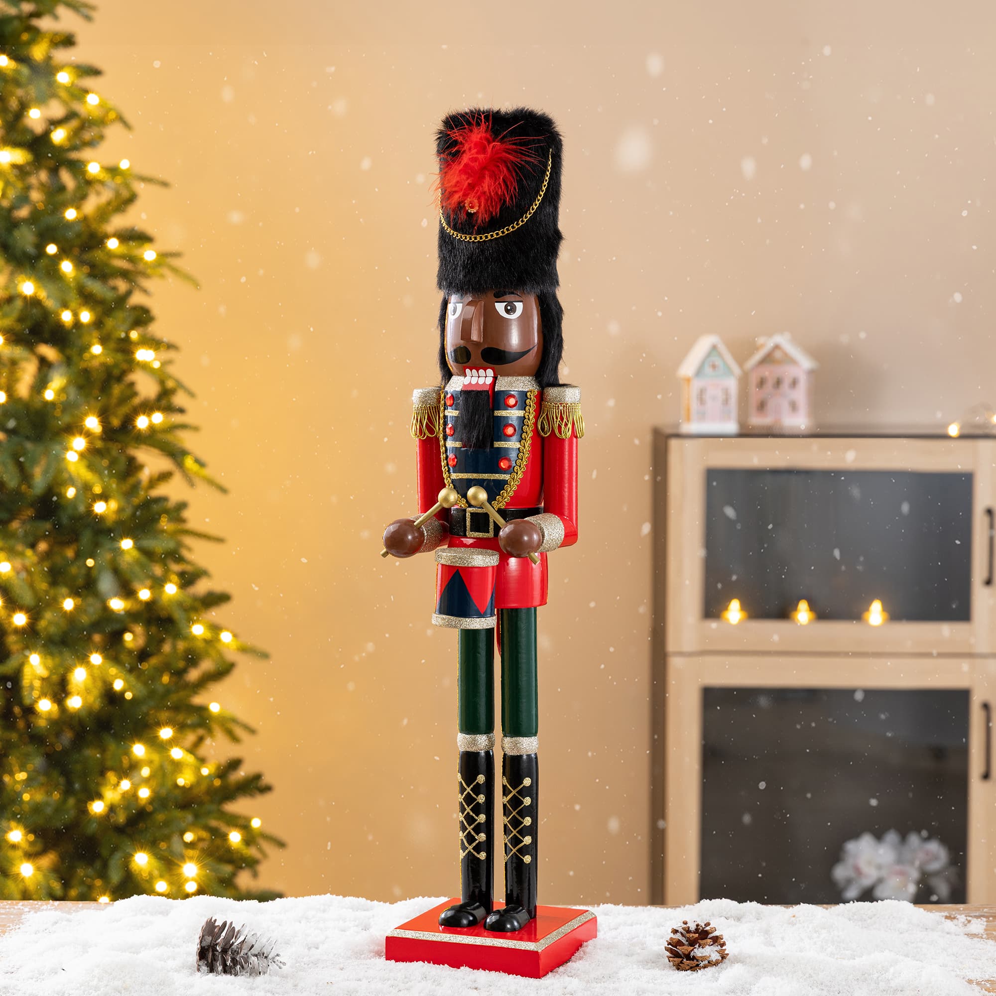 Glitzhome® 24" Wooden Christmas African Soldier Nutcracker