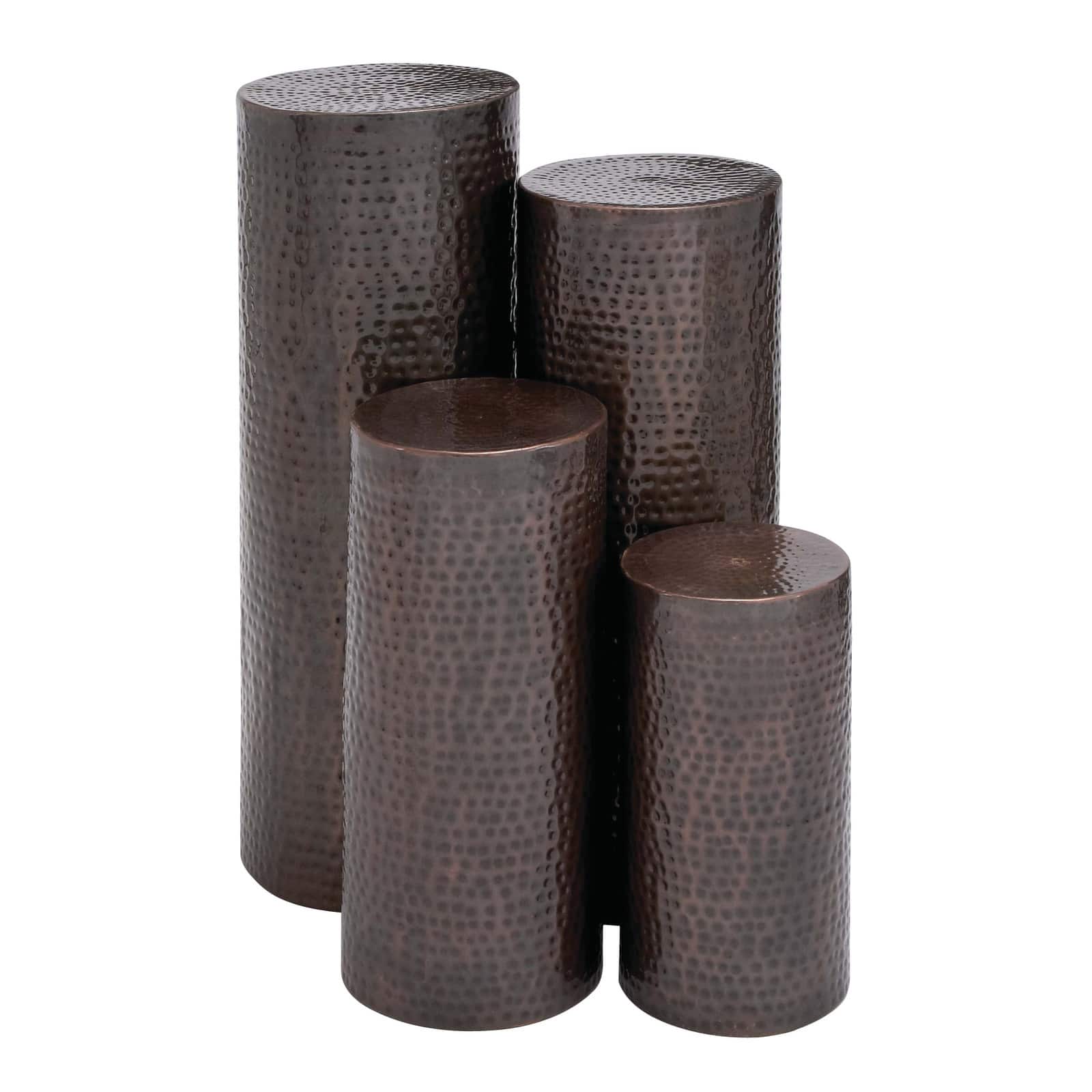 Assorted Brown Metal Industrial Pedestal Table Set
