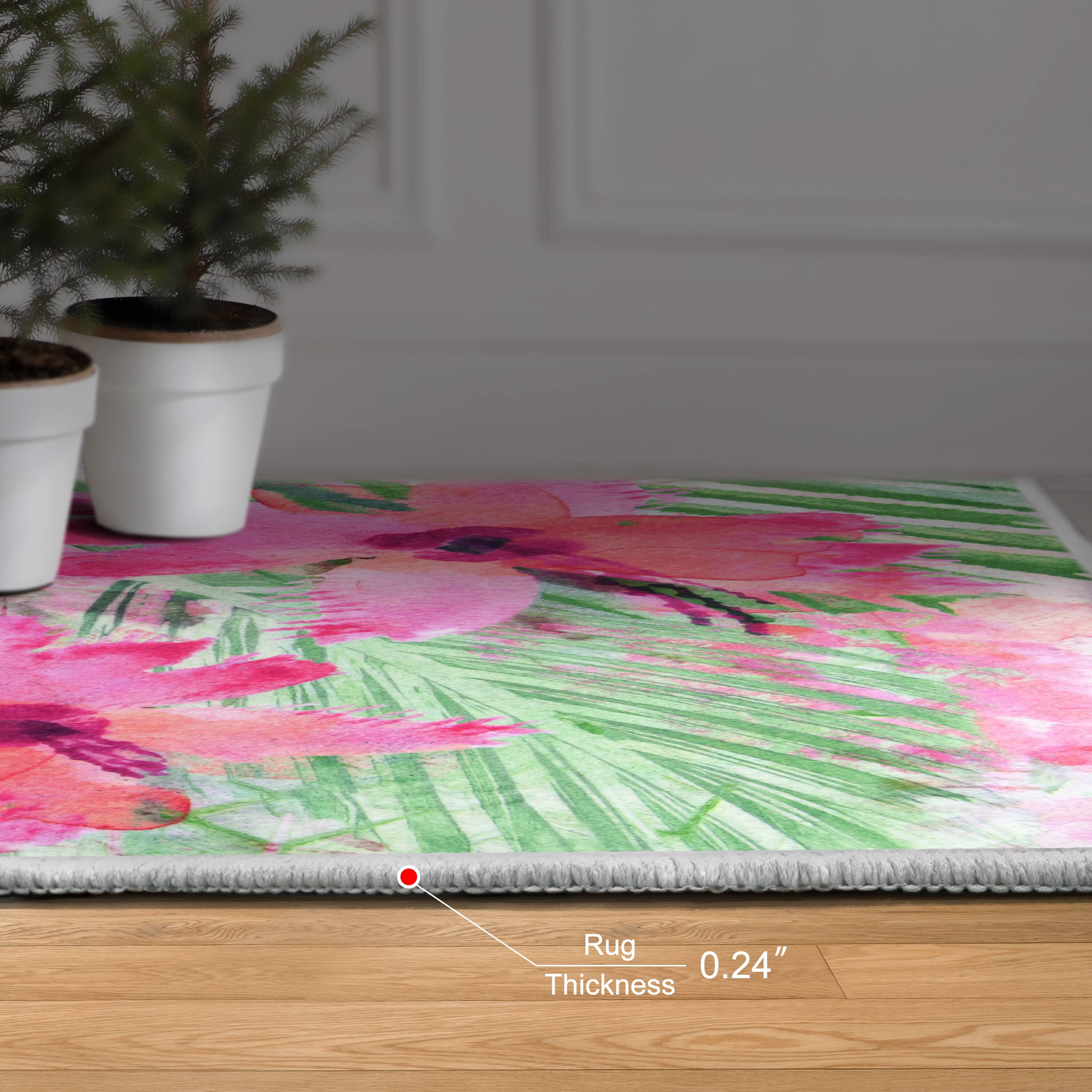 Empire Art Direct 5ft. x 7.5ft. Pink & Green Floral I Flowers Area Rug