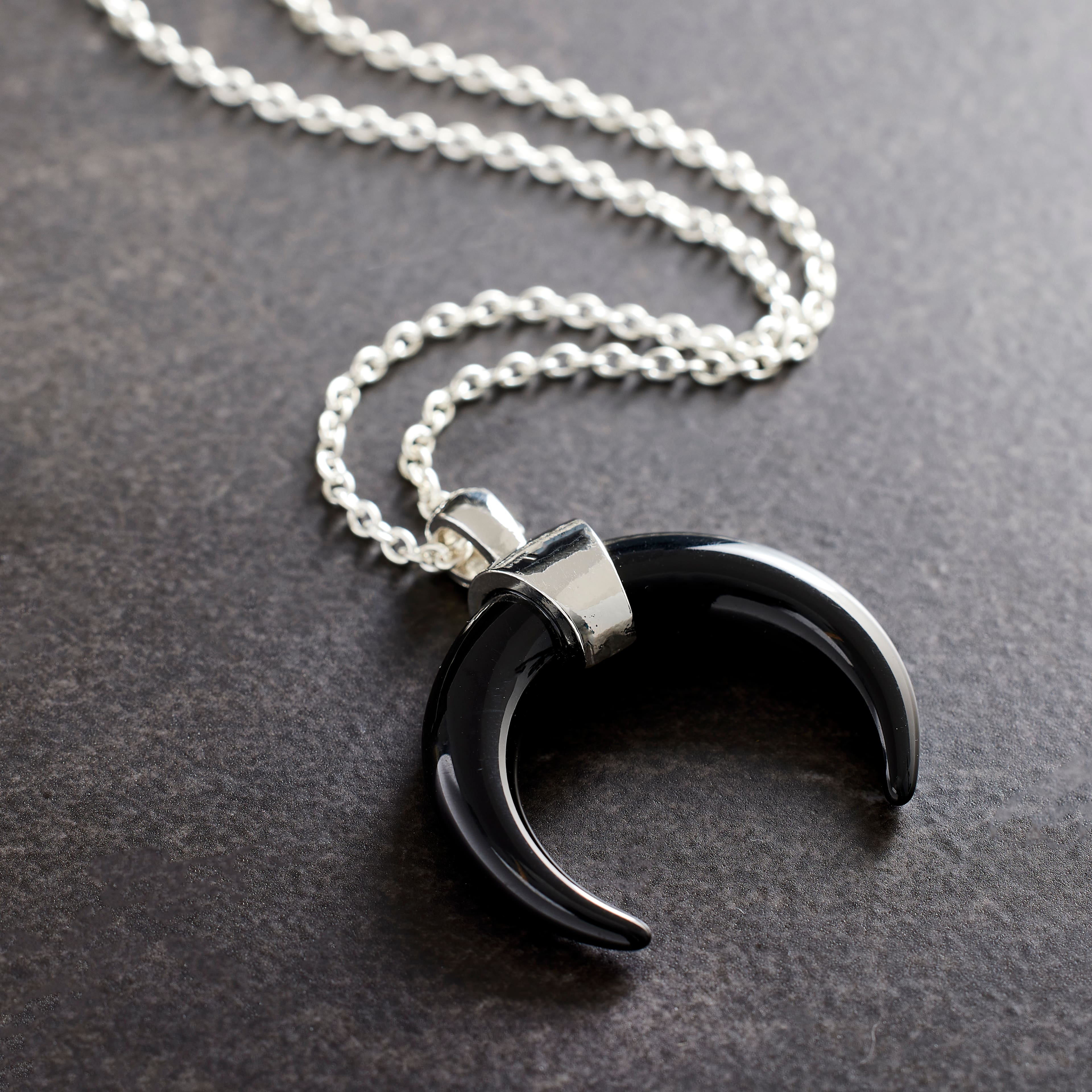 Black Curved Horn Pendant by Bead Landing™