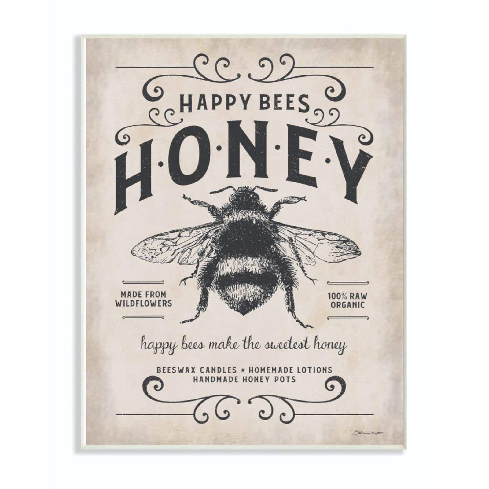 Stupell Industries Honey Bee Rustic Farm Wooden Wall Plaque