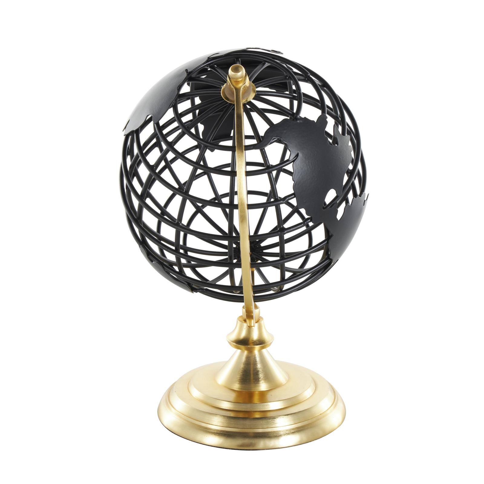 Black Aluminum Metal Open Framed World Educational & Geographic Earth Globe with Wire Exterior & Gold Base