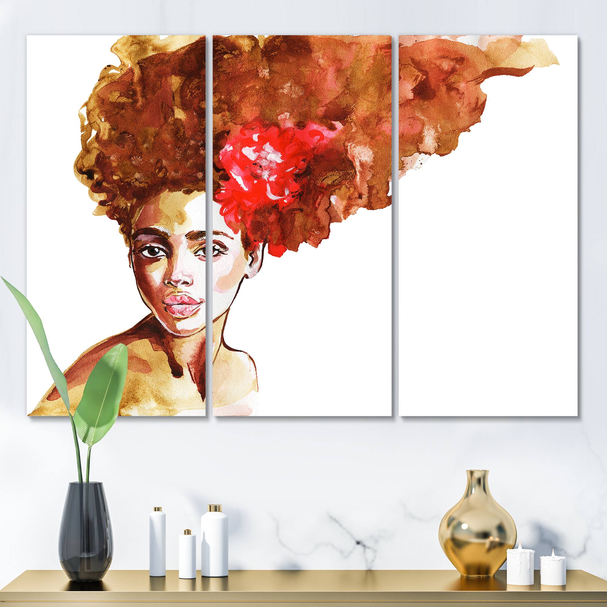 Designart - Portrait of Young African American Woman II - Modern Canvas Wall Art Print