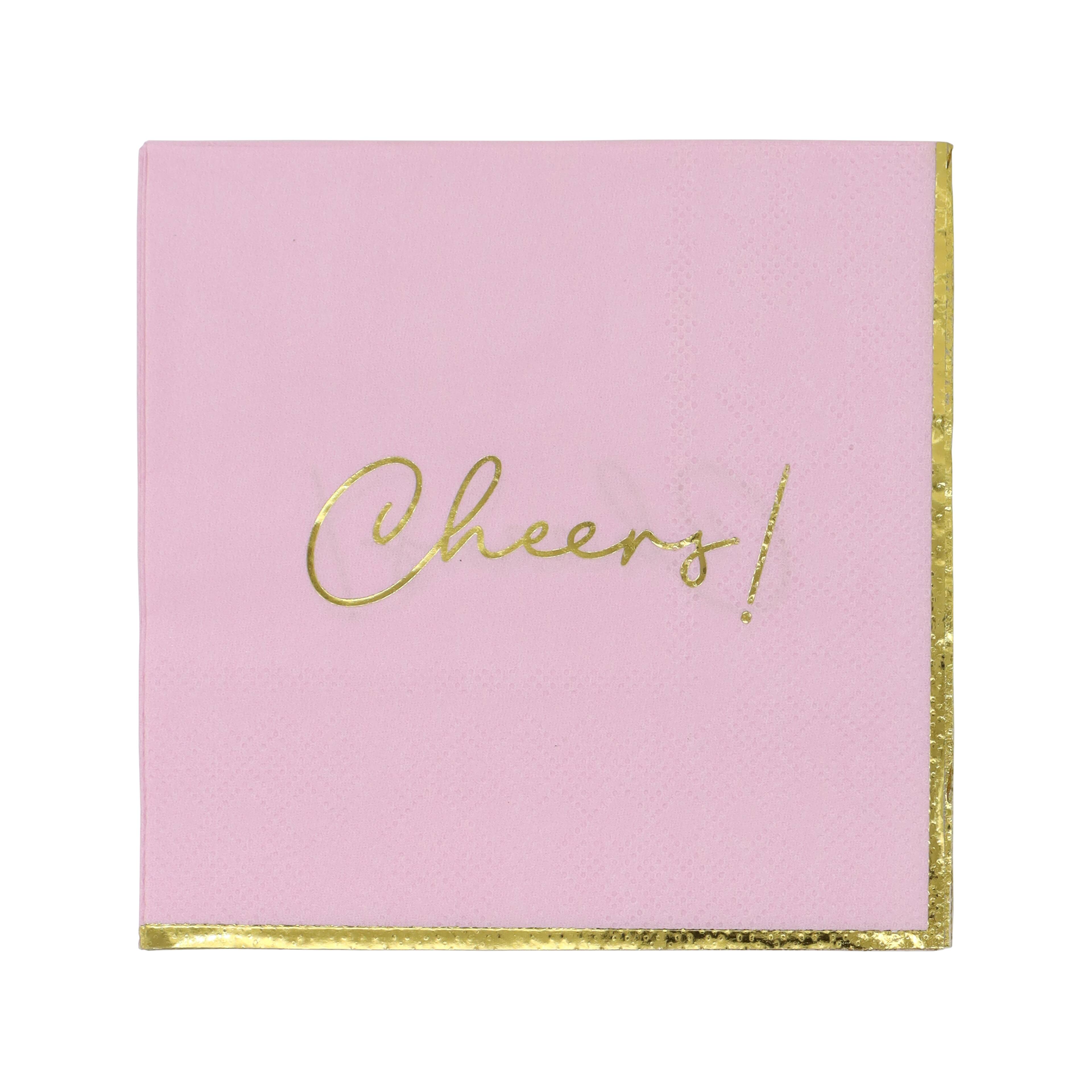 Pink & Gold Cheers! Beverage Napkins, 20ct. by Celebrate It™