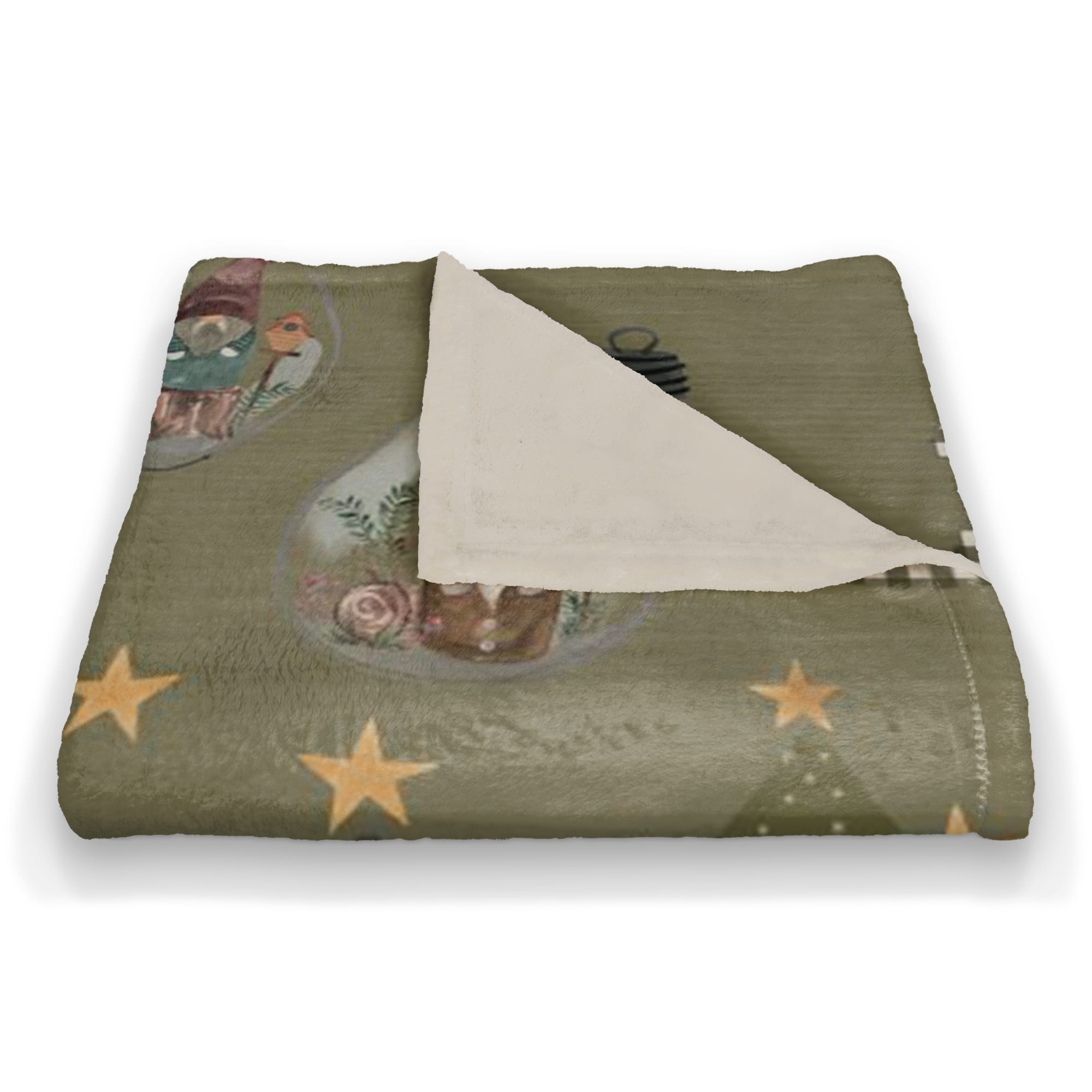 Green Tree & Globe Pattern Coral Fleece Blanket