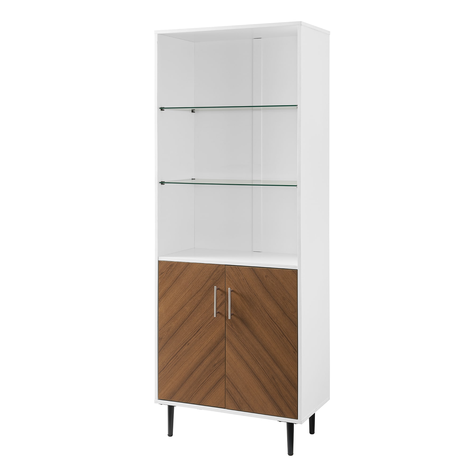 Walker Edison 68" Solid White Hutch with Bookmatch Doors