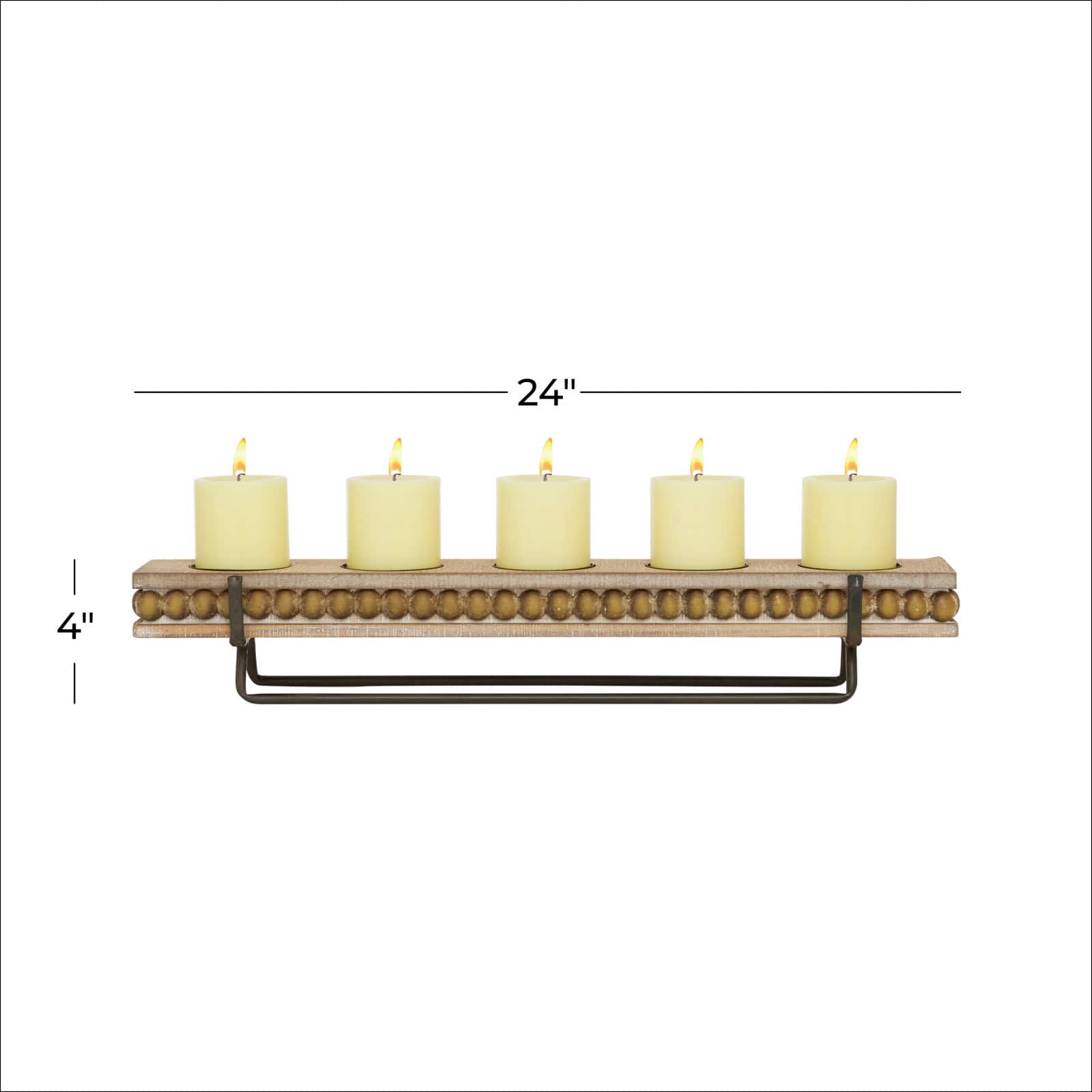 24" Brown Wood Natural Candlestick Holder