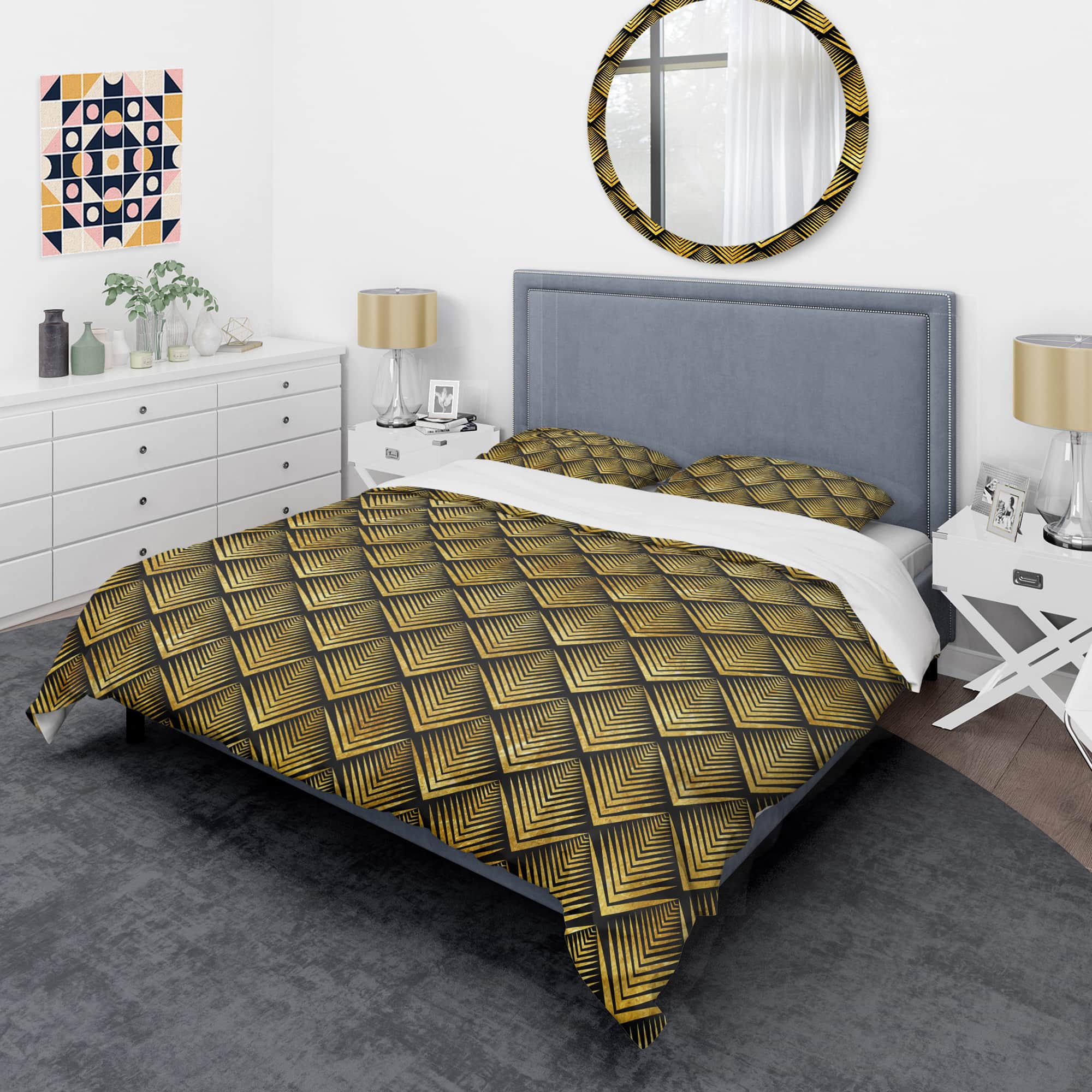 Designart 'Art Deco Seal pattern' Mid-Century Duvet Cover Set