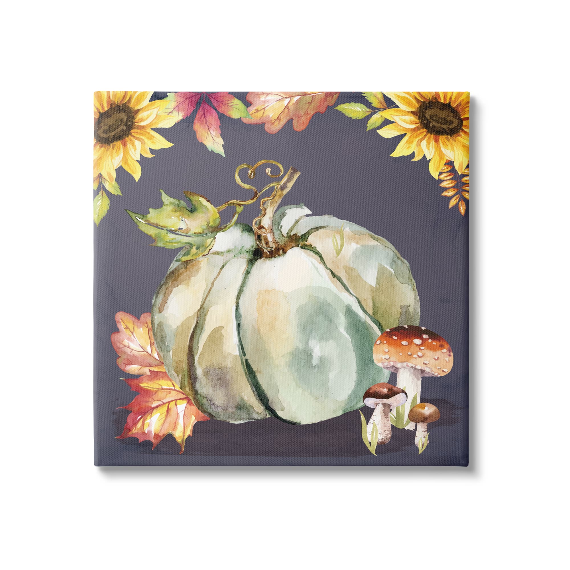 Stupell Industries Floral Autumn Pumpkin & Mushrooms Canvas Wall Art