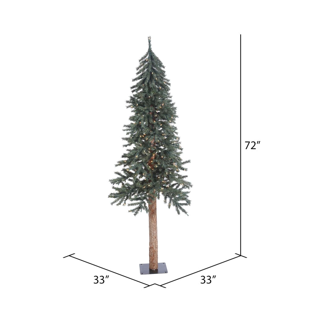 6ft. Pre-Lit Natural Bark Alpine Artificial Christmas Tree, Warm White Dura-Lit® LED Lights