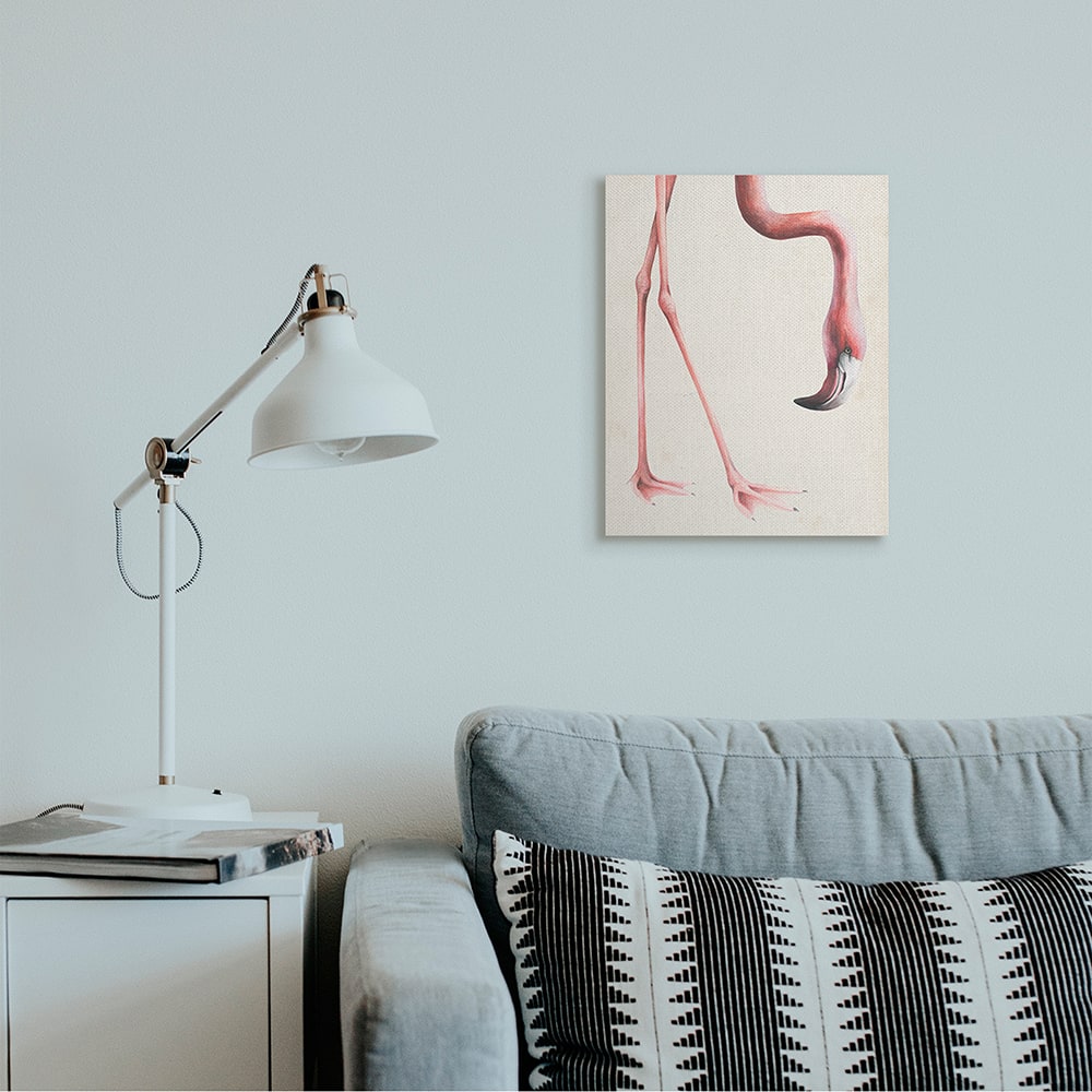 Stupell Industries Pink Flamingo Bending Feet Beak Detail Canvas Wall Art