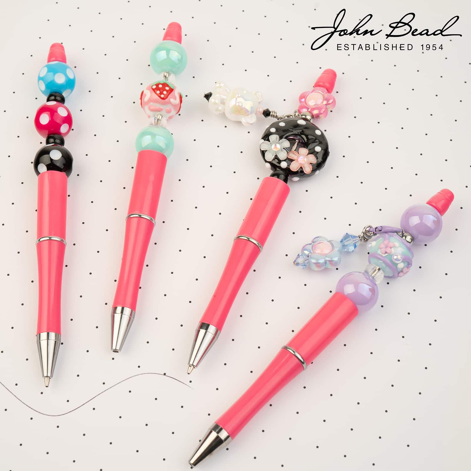 John Bead Super Cute Warm Colors 3-Piece Beadable Pen Kit