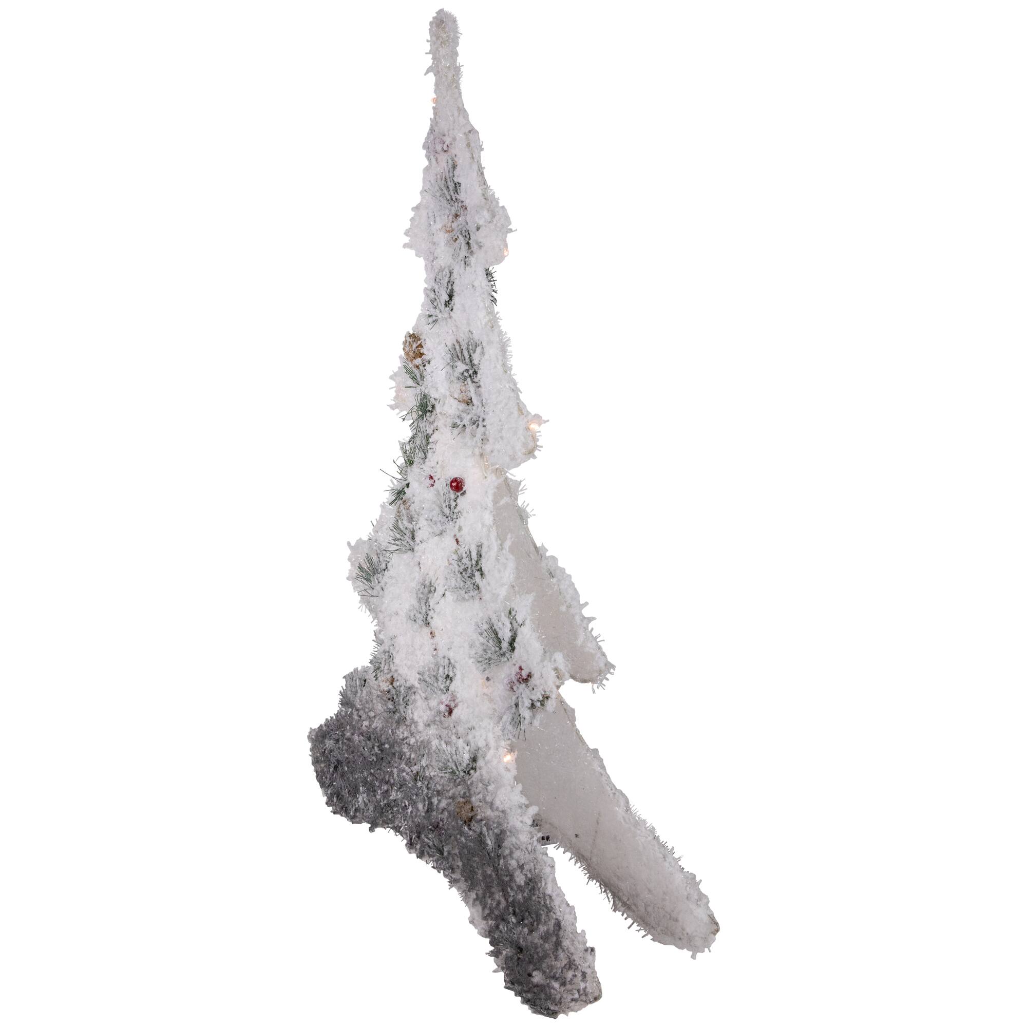 27.5" LED Lighted 2-D Tinsel & Pine Christmas Tree Decoration with Warm White Lights