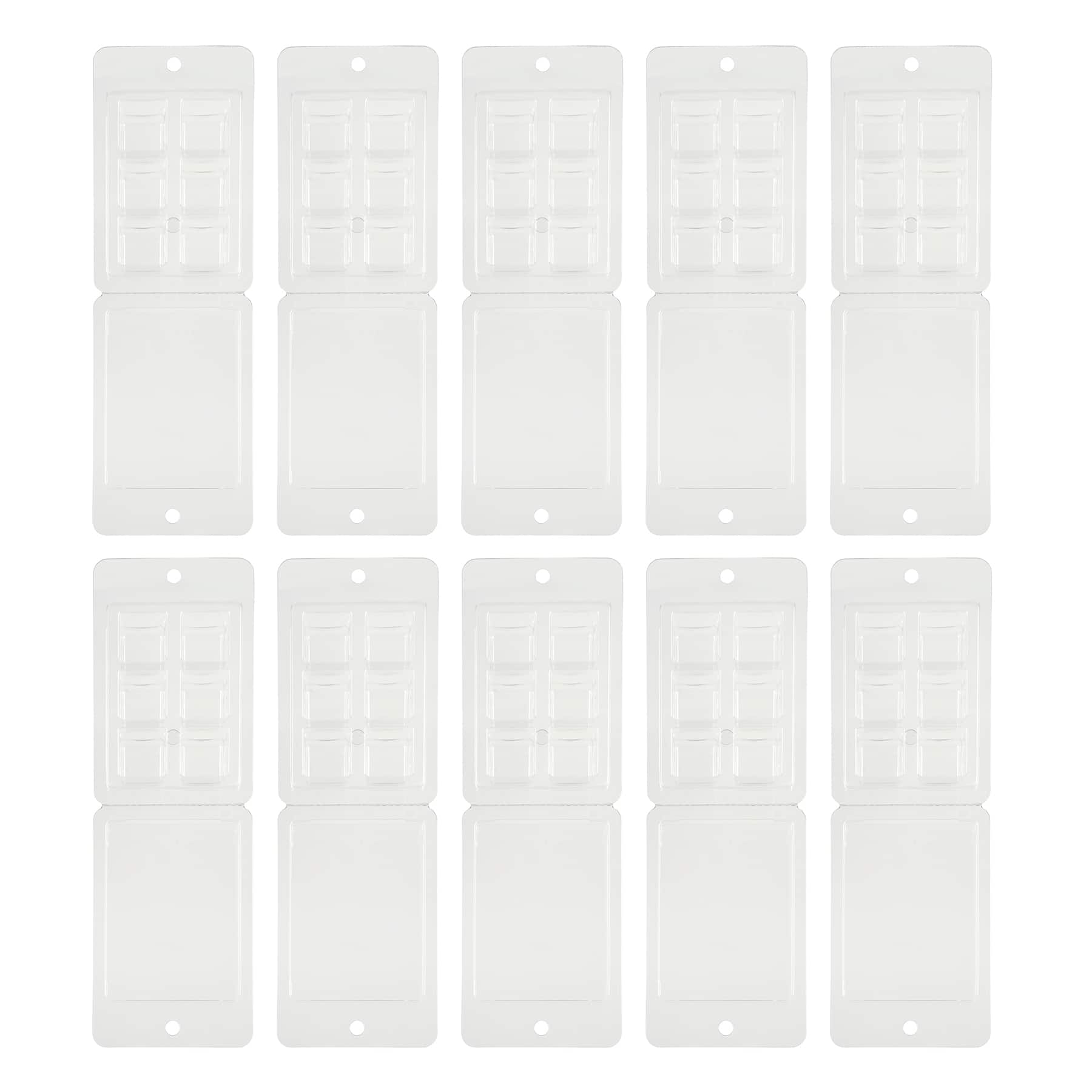 Moules double coque transparents à orifices carrés pour cire à fondre de Make Market, 10 unités