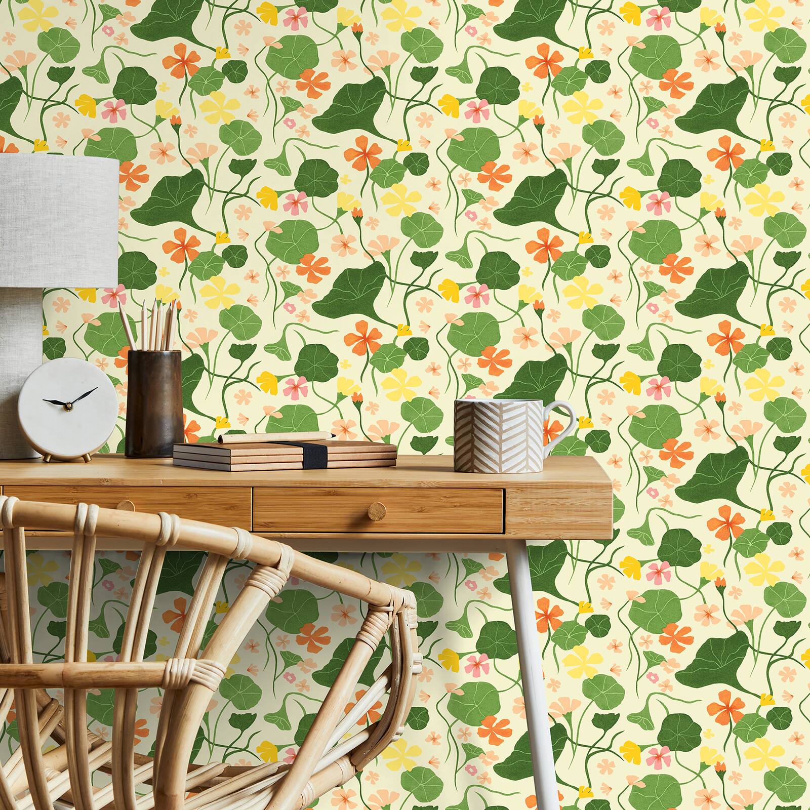Elana Gabrielle Nasturtiums Floral Peel & Stick Wallpaper