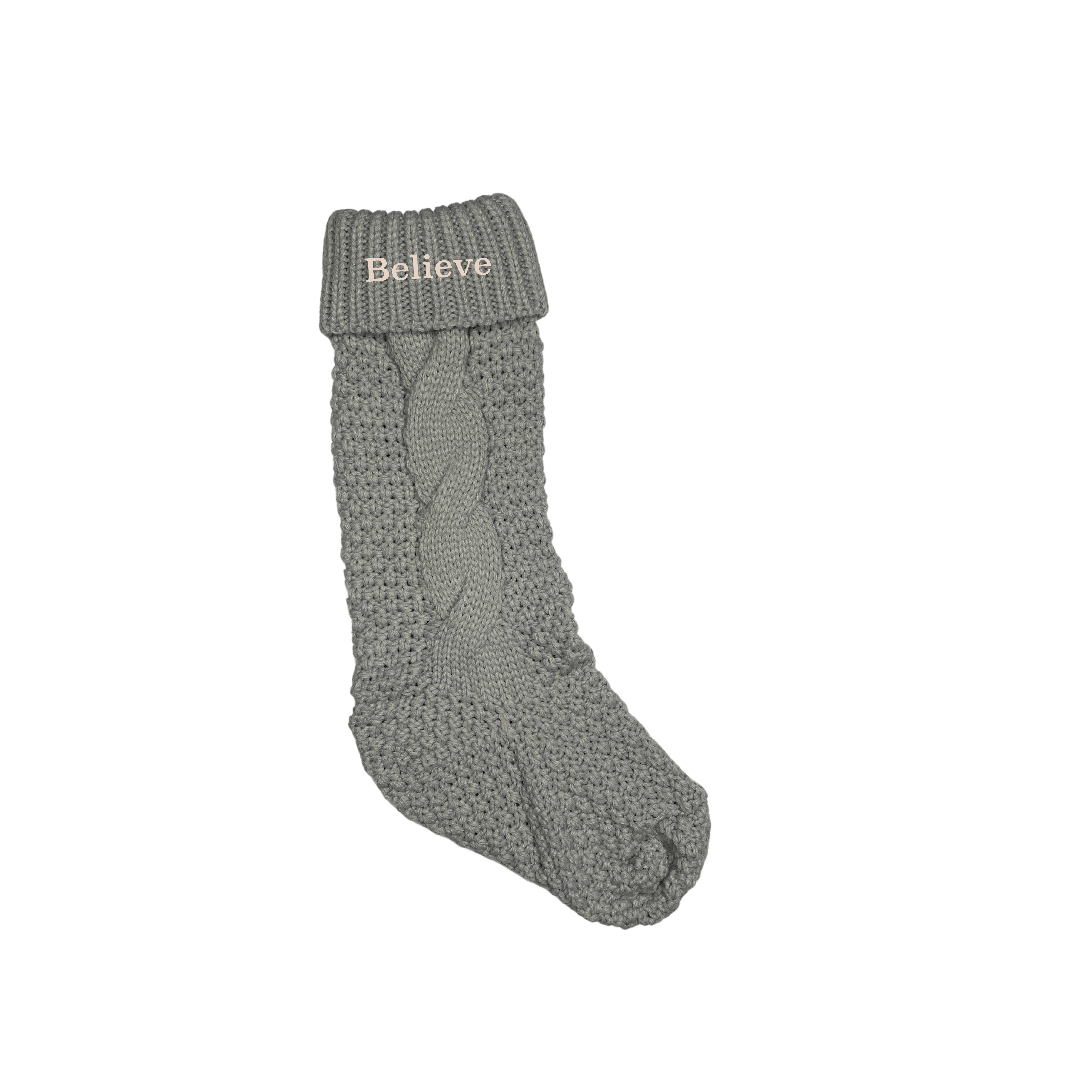 18" Believe Cable Knit Stocking