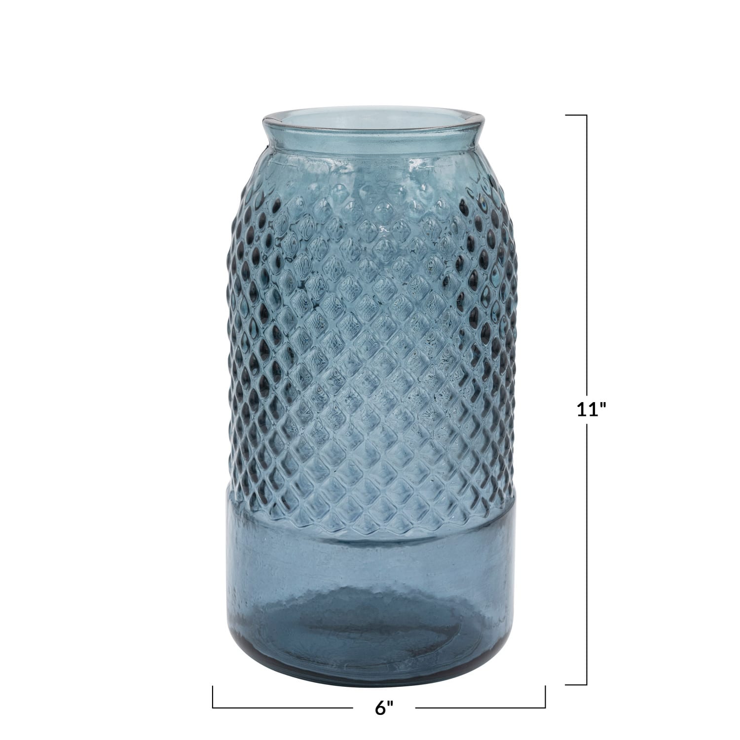 Hello Honey® 11" Blue Round Embossed Reclaimed Glass Jar