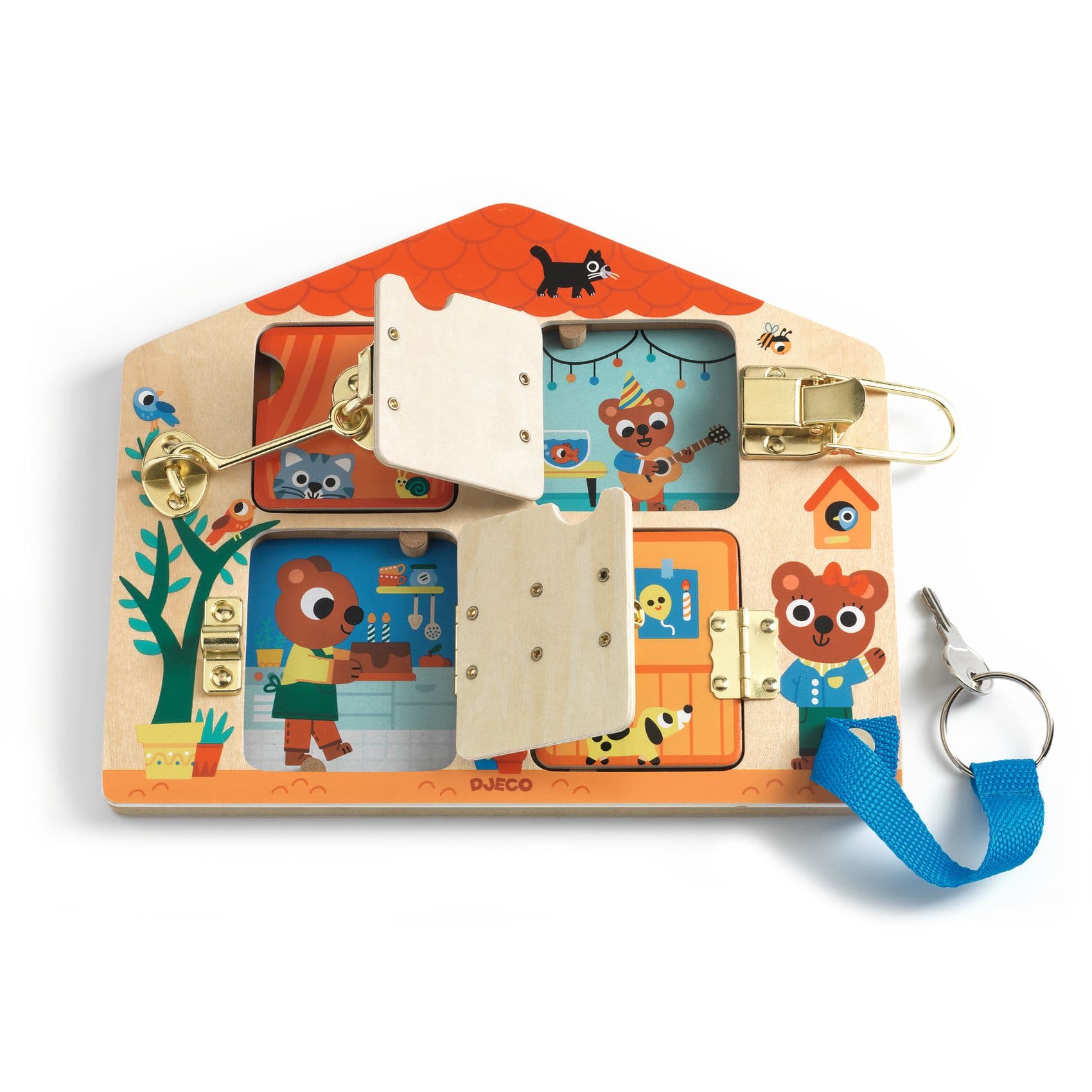 DJECO Cabanalock Skill Wooden Lock Activity Board Kit