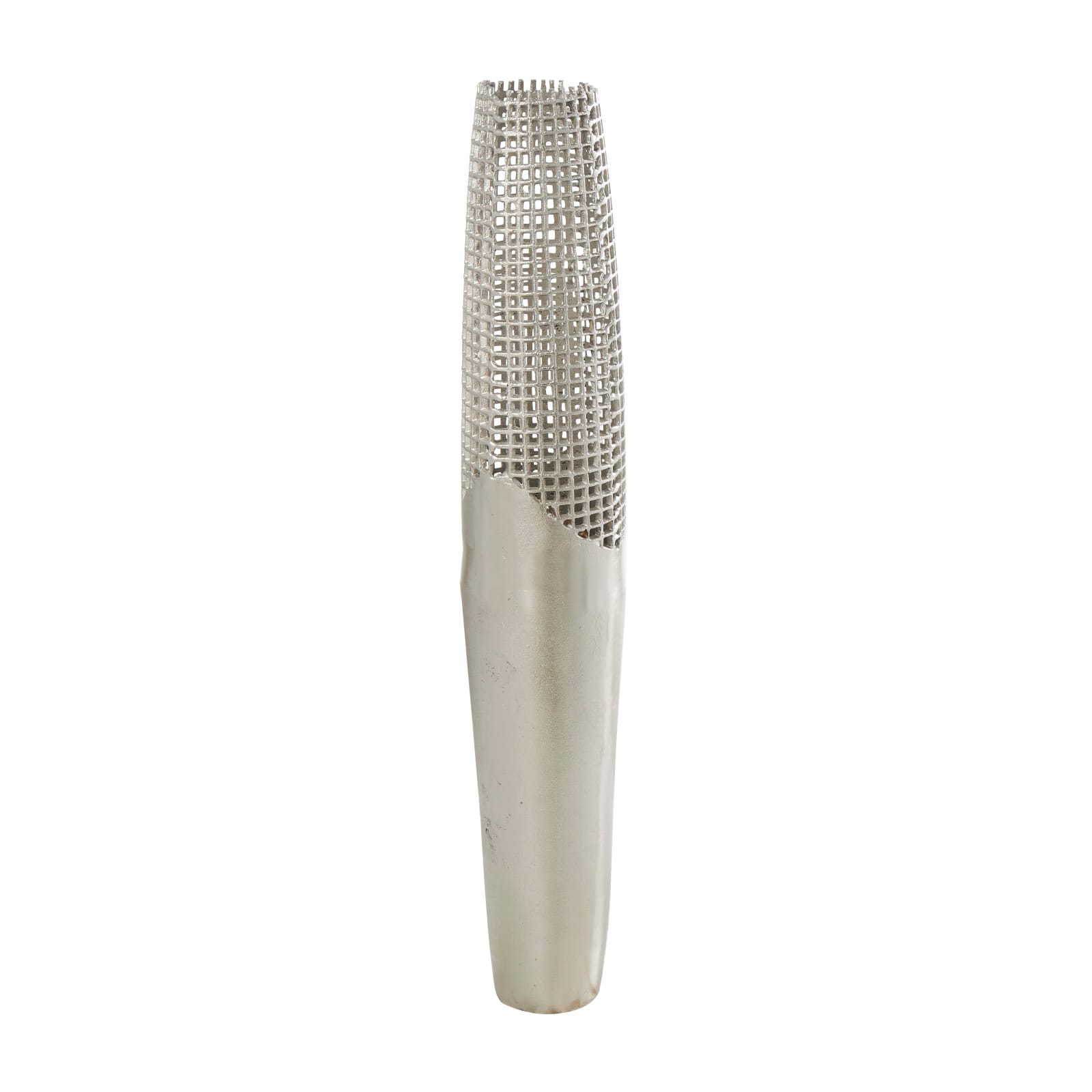 3ft. Silver Aluminum Grid Inspired Vase with Open Frame Design