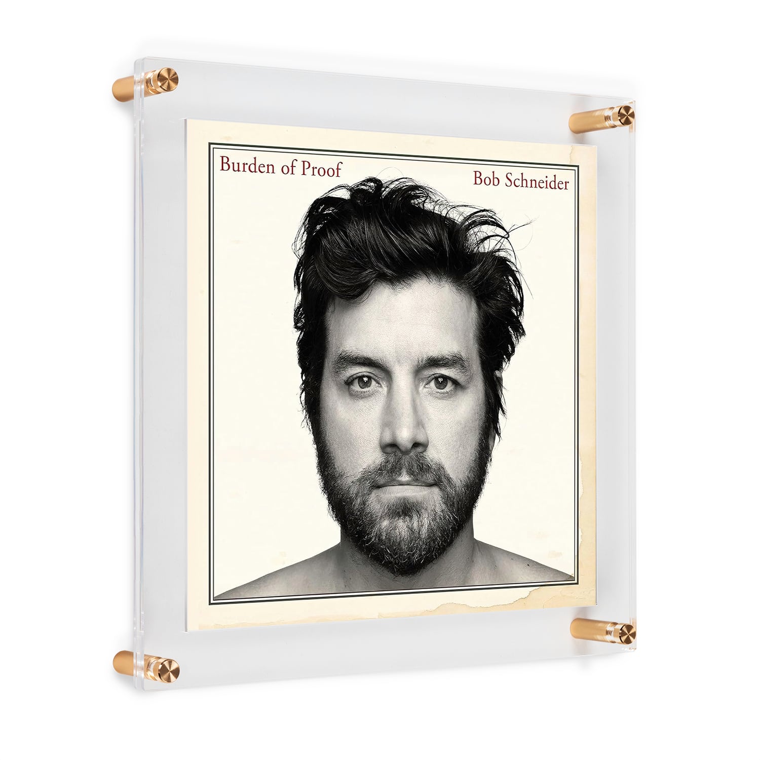 Wexel Art 12'' x 12'' Acrylic Floating Frame for Album Covers with Gold Hardware